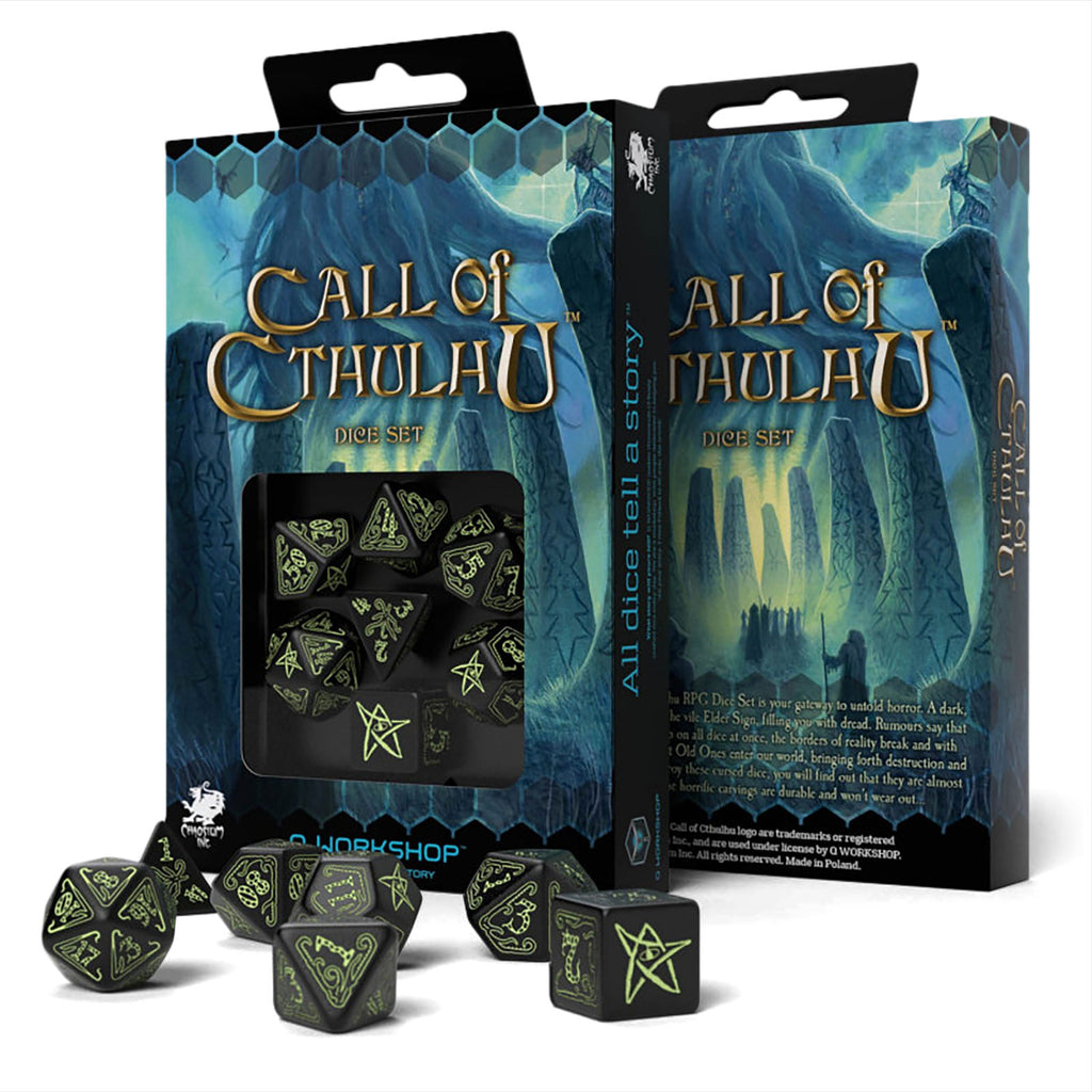 Product image Call of Cthulhu Glow in the Dark RPG Dice Set 7pcs black
