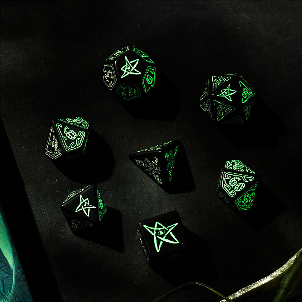 Product image Call of Cthulhu Glow in the Dark RPG Dice Set 7pcs black