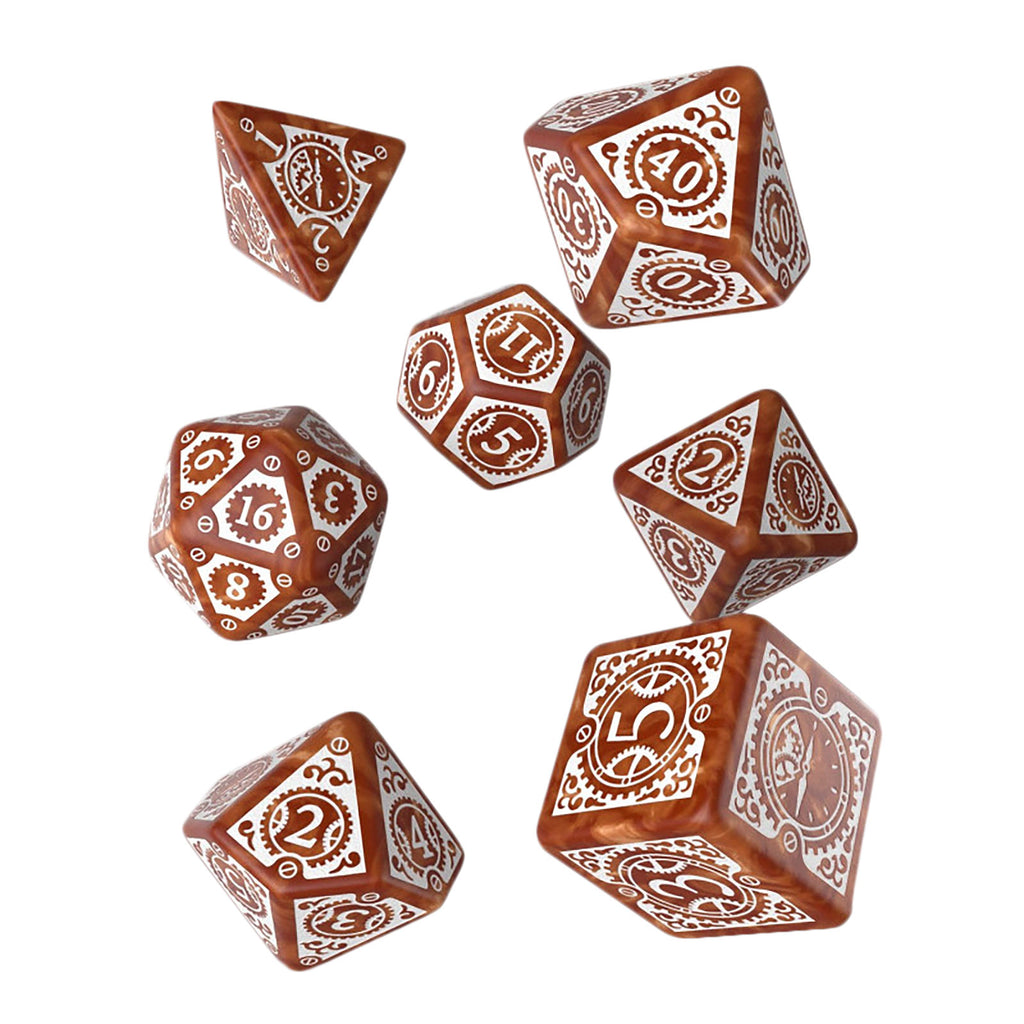 Product image Steampunk Clockwork RPG Dice Set 7pc brown-white