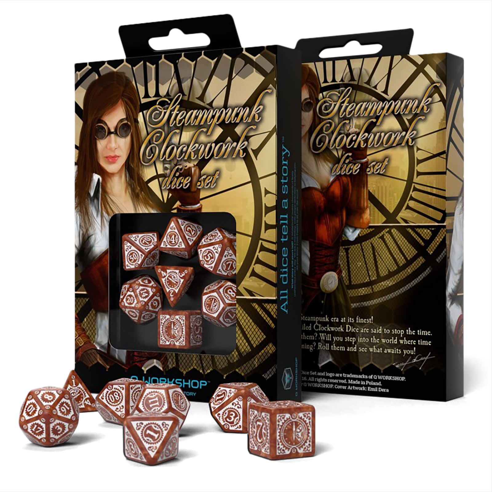 Product image Steampunk Clockwork RPG Dice Set 7pc brown-white