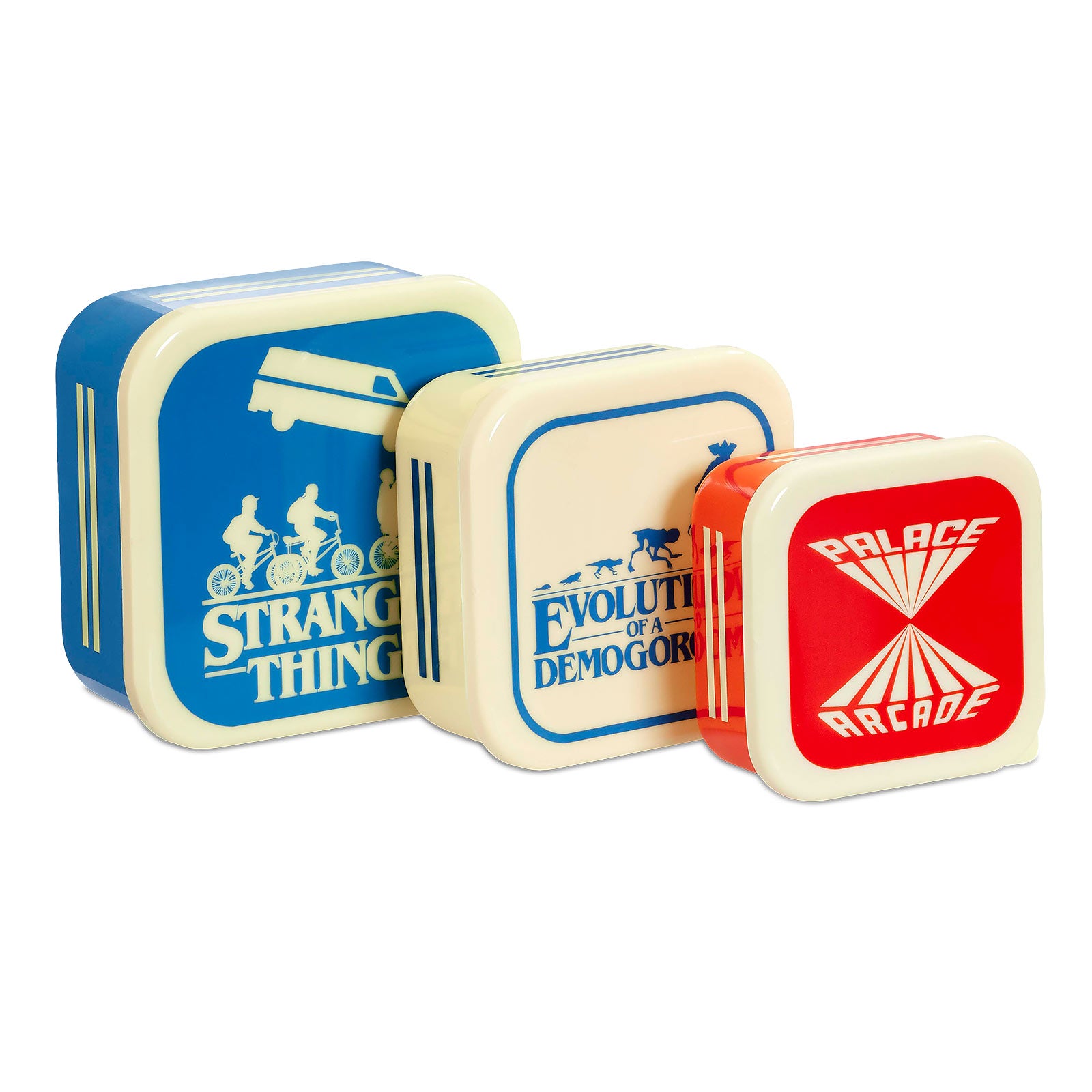 Zdjęcie produktu Stranger Things - Zestaw 3 retro lunchboxów z sylwetkami