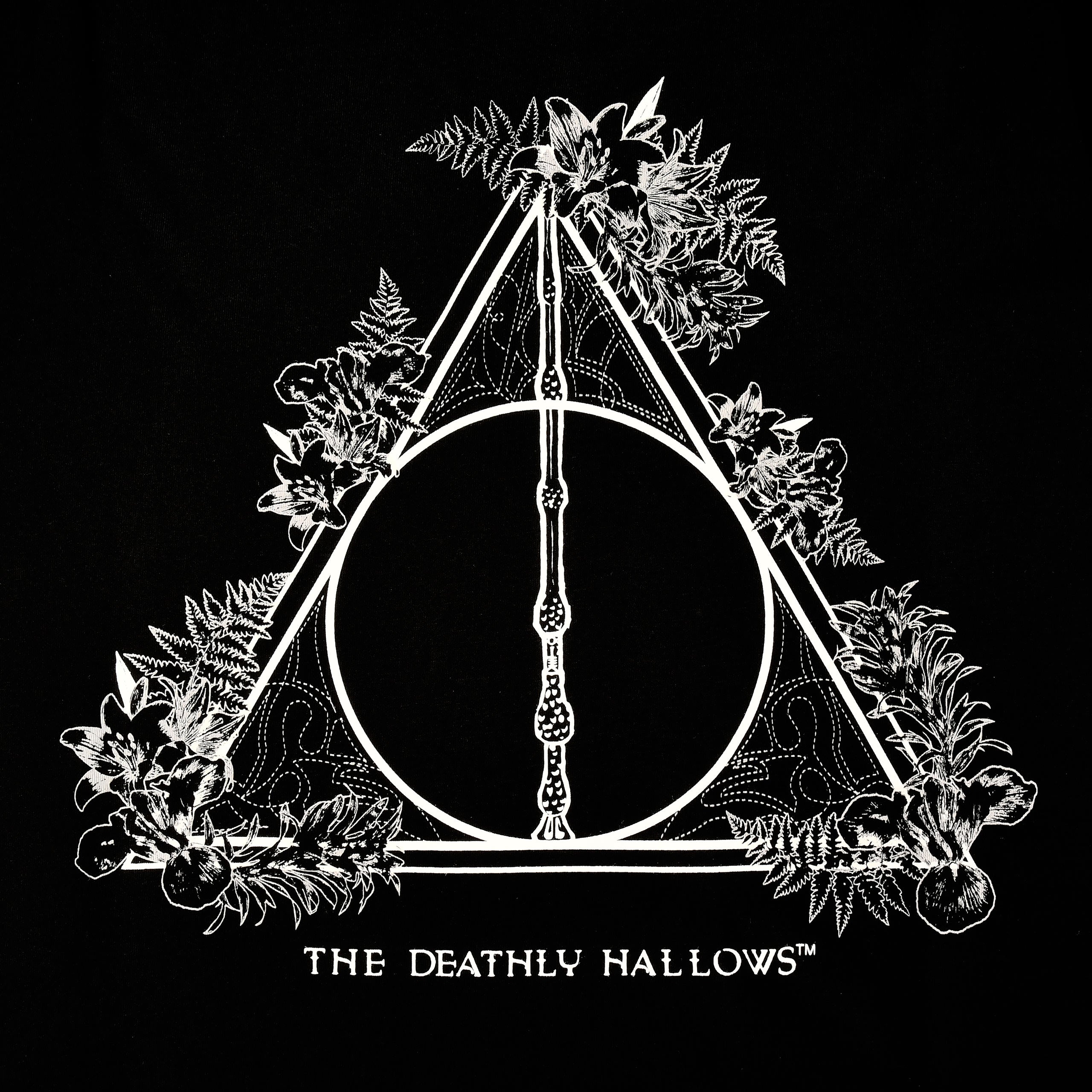 Zdjęcie produktu Harry Potter - Floral Deathly Hallows T-Shirt damskie czarne