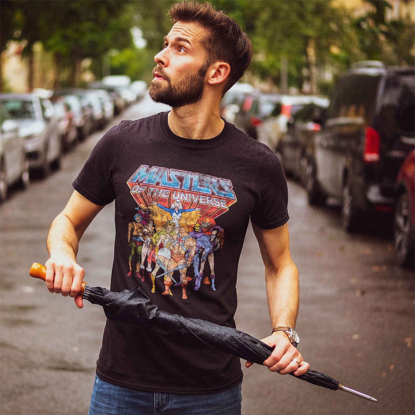 Zdjęcie produktu Masters of the Universe - Koszulka z postaciami w stylu distressed czarna