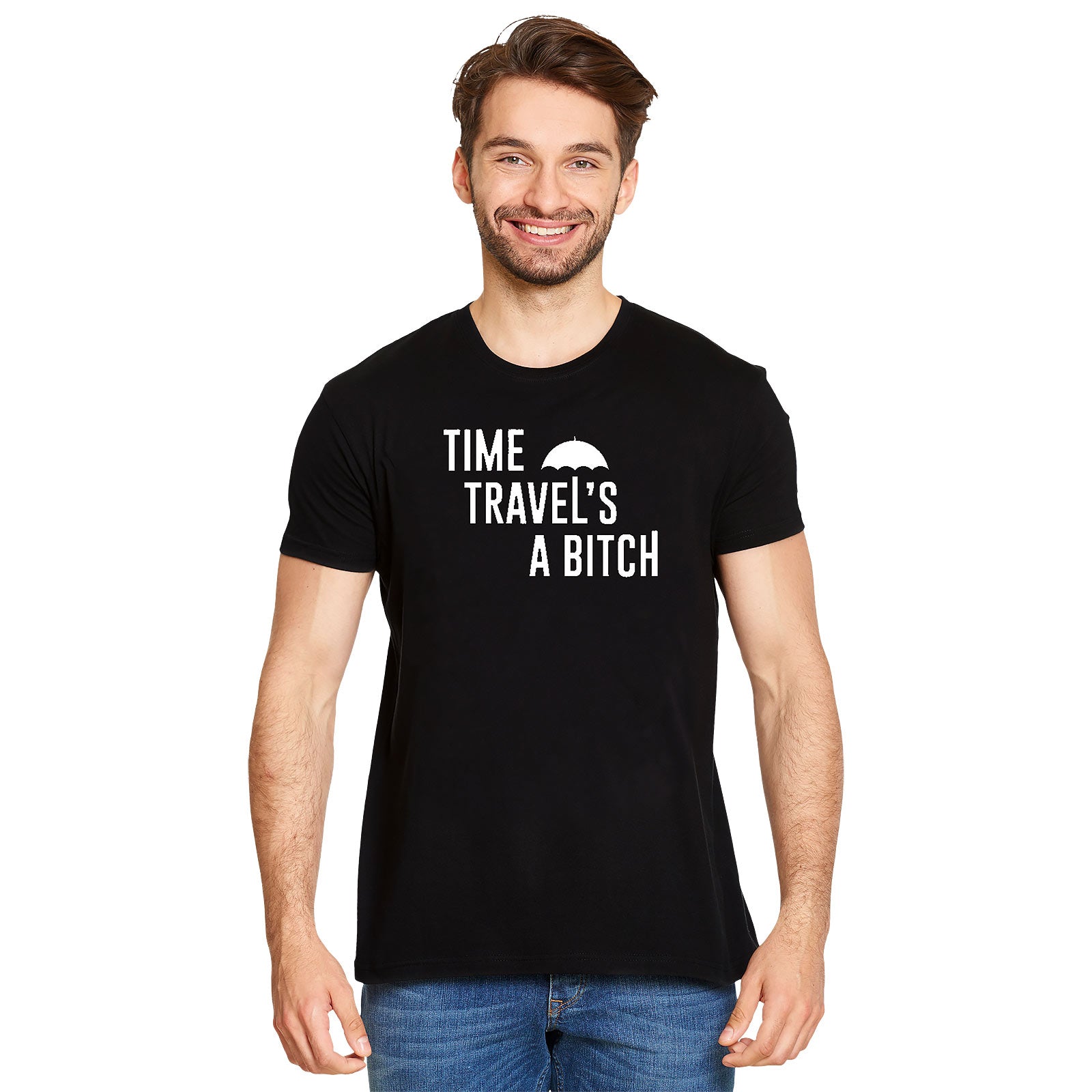 Zdjęcie produktu Koszulka 'Time Travel's a Bitch' dla fanów The Umbrella Academy