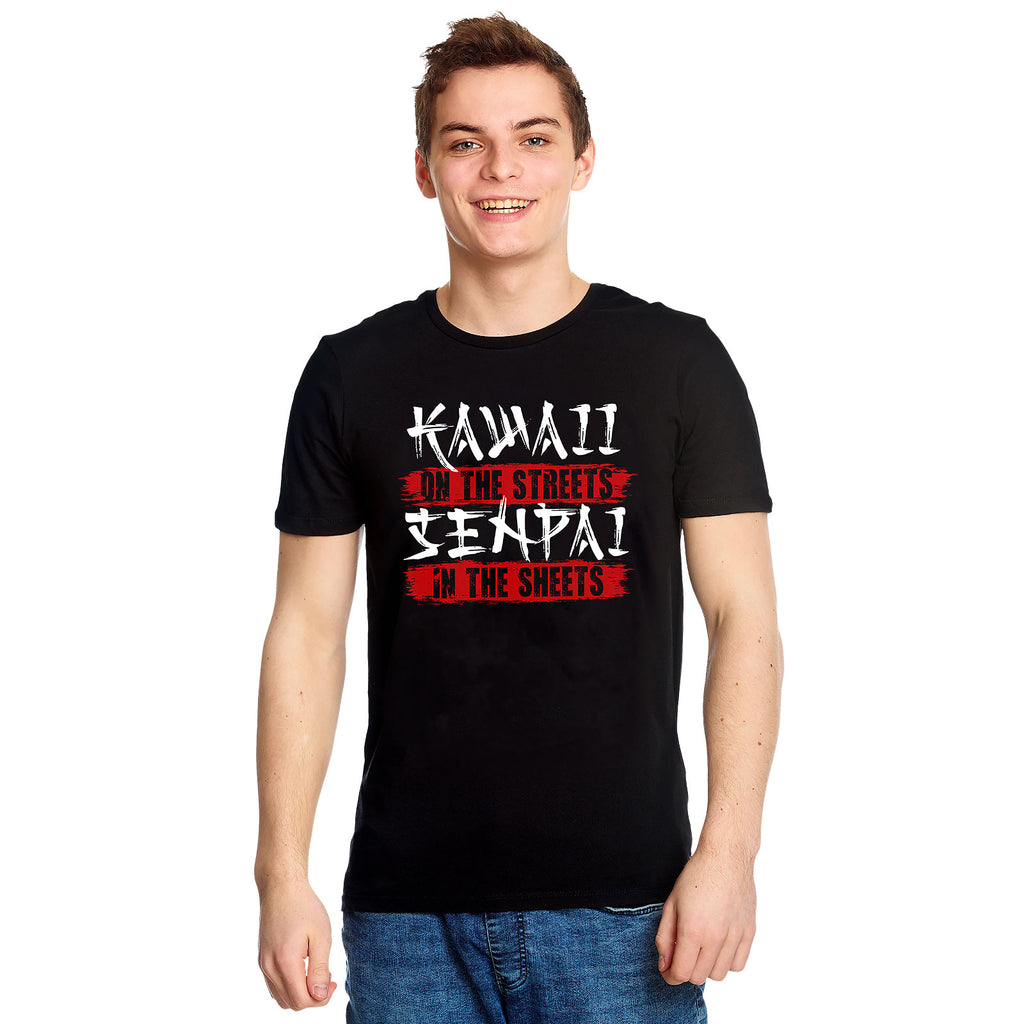 Zdjęcie produktu Koszulka Kawaii & Senpai dla fanów anime czarna