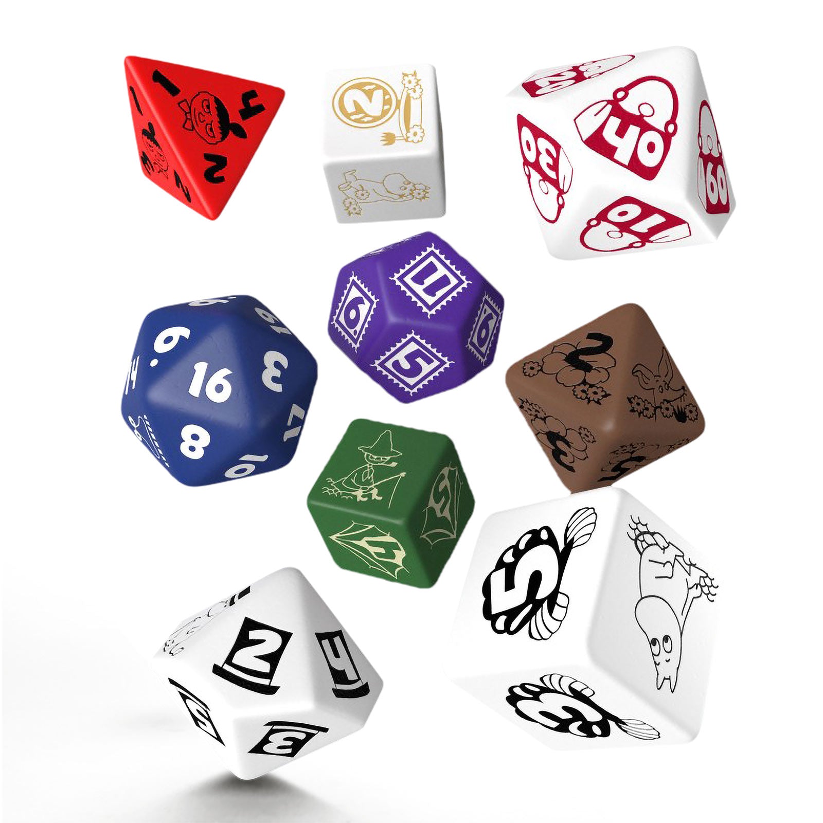 Zdjęcie produktu Zestaw kości RPG Muminki 9-częściowy