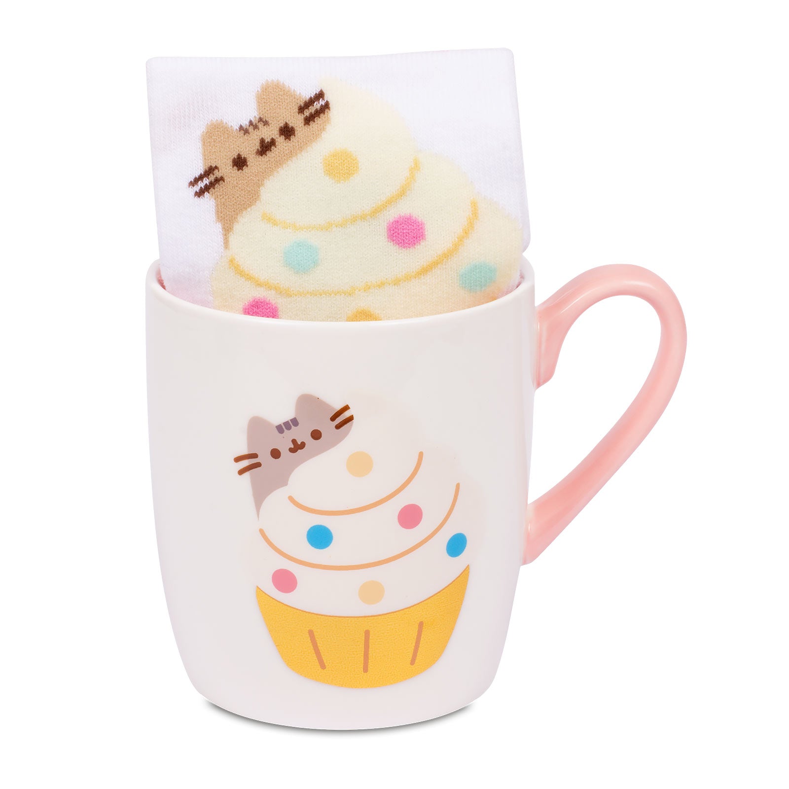 Zdjęcie produktu Pusheen - Skarpetki i kubek z motywem babeczki