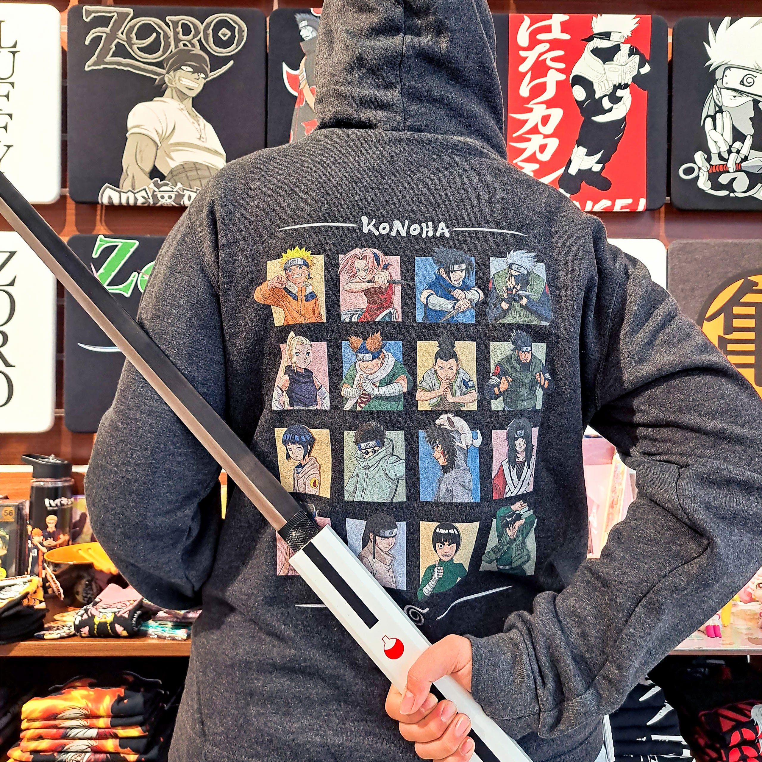 Zdjęcie produktu Naruto - Characters of Konoha Hoodie szary