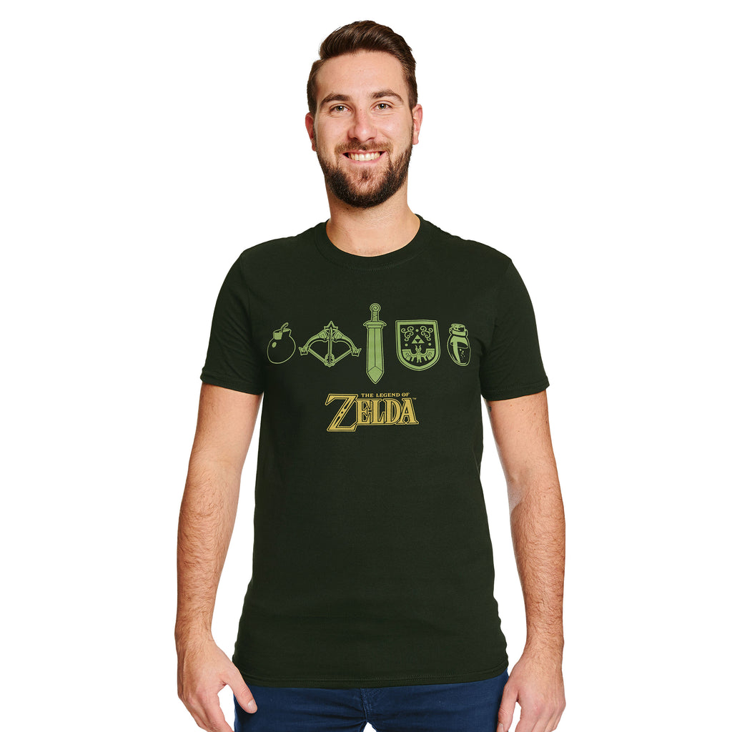 Zdjęcie produktu Zelda - Koszulka z ikonami zielona