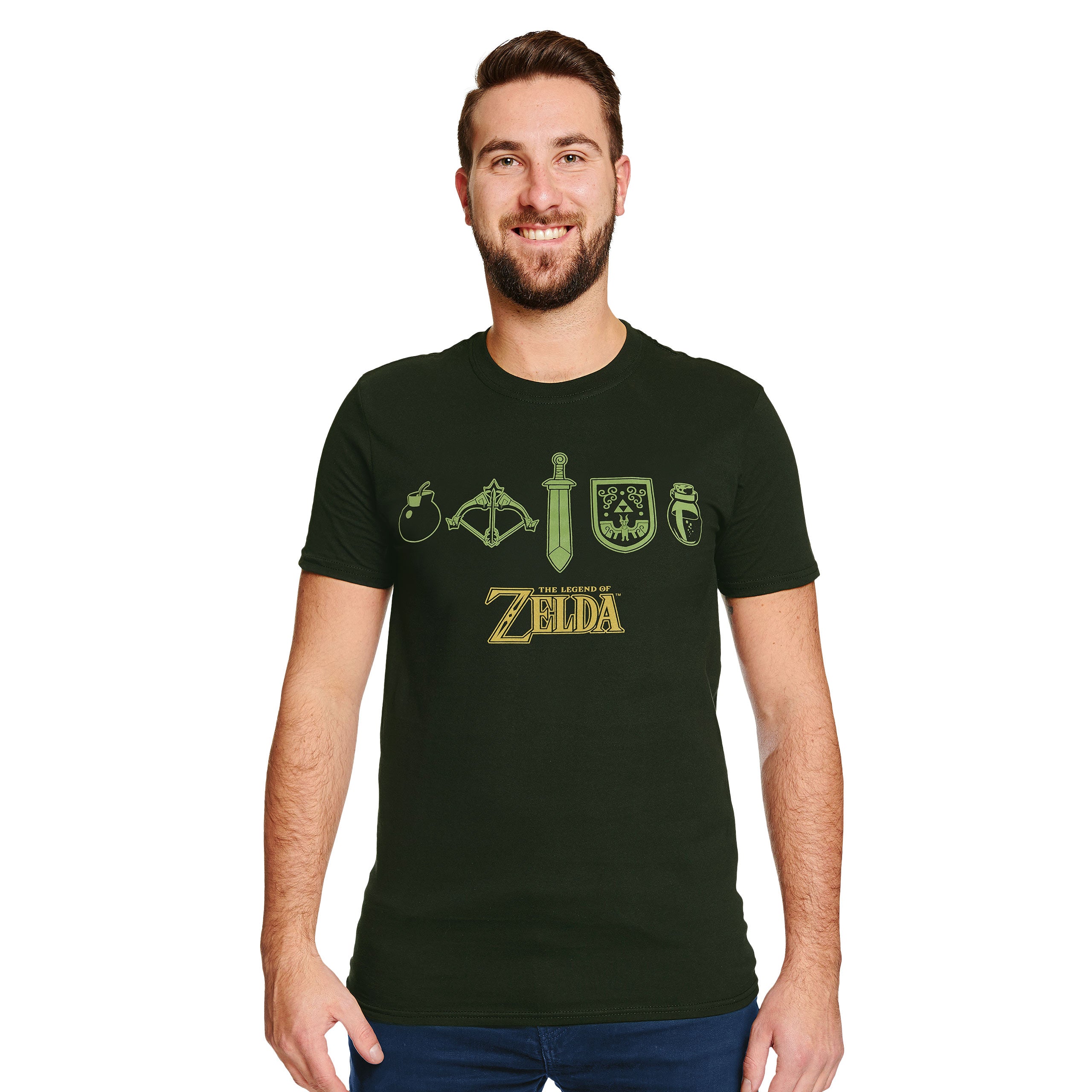 Zdjęcie produktu Zelda - Koszulka z ikonami zielona