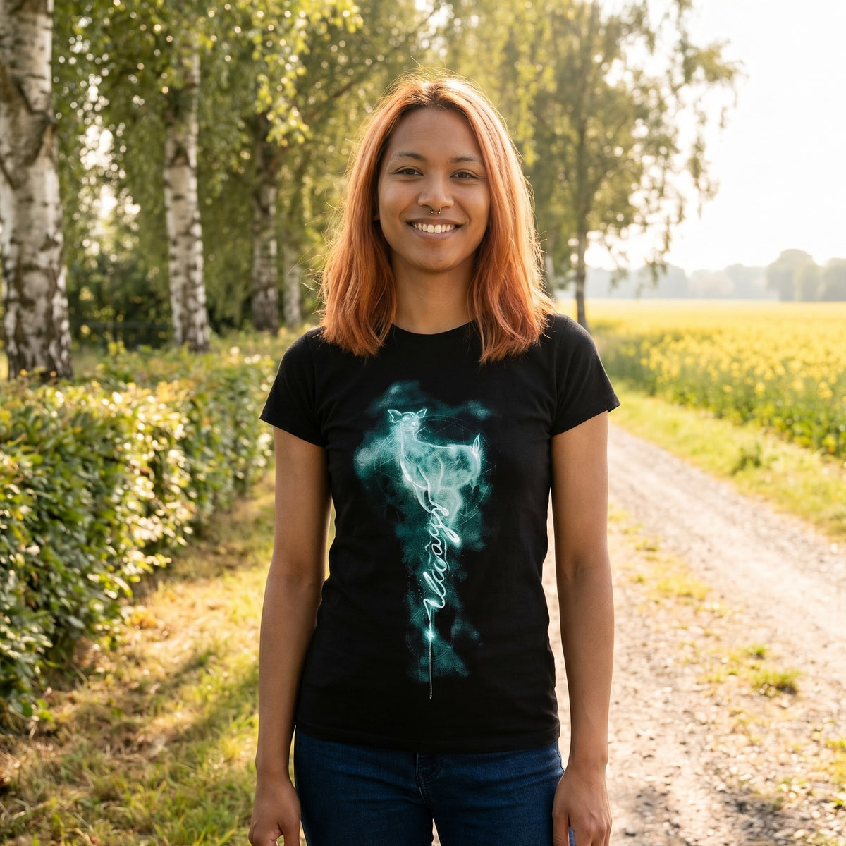 Zdjęcie produktu Snape Patronus Always T-Shirt damskie czarne - Harry Potter