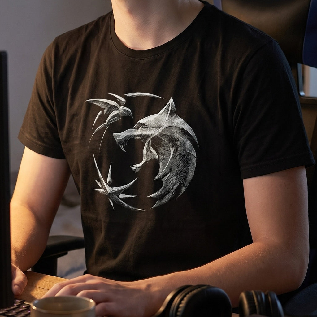 Zdjęcie produktu Witcher - Koszulka z emblematem wilka czarna