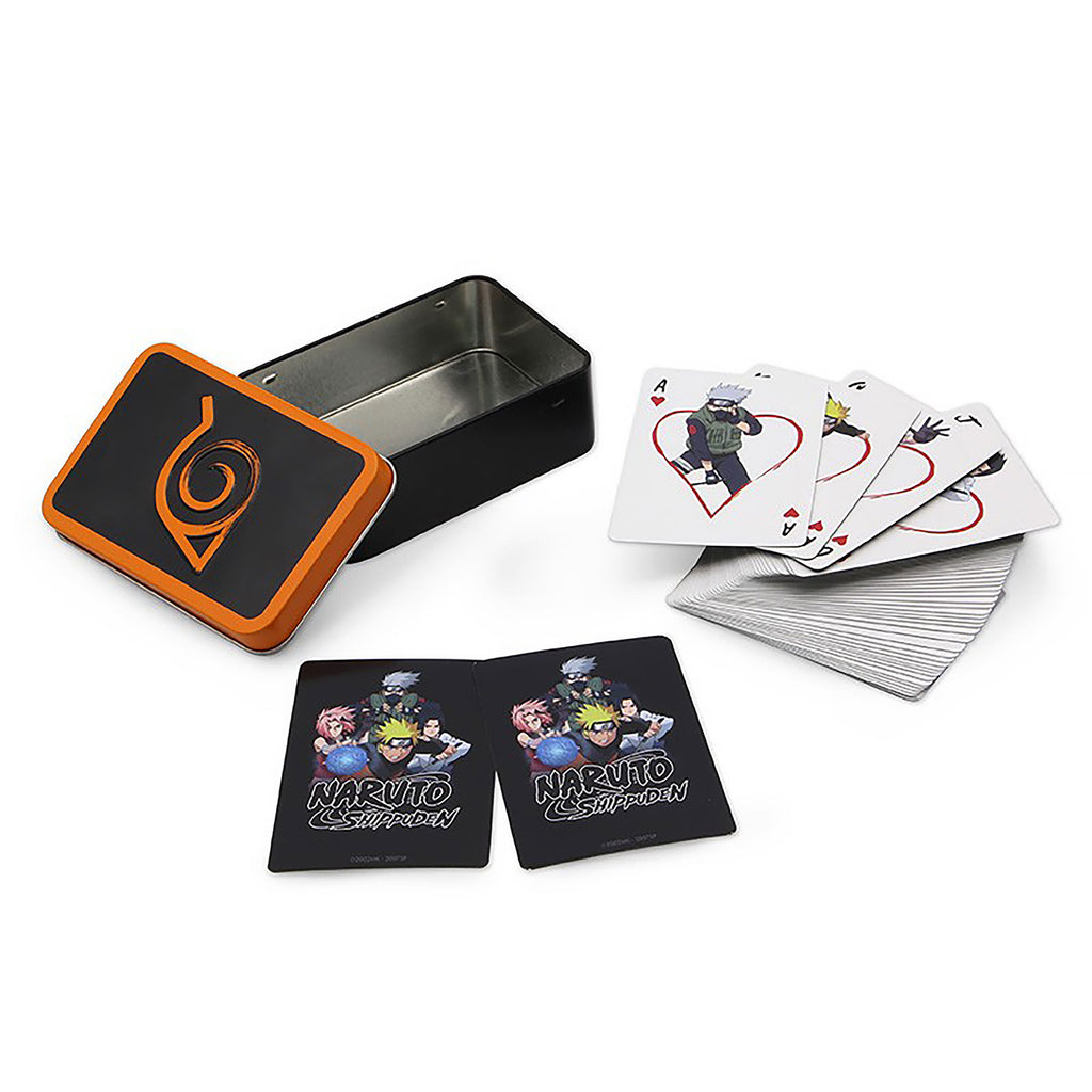 Zdjęcie produktu Naruto Shippuden - Karty do gry z symbolem Konoha w metalowym pudełku