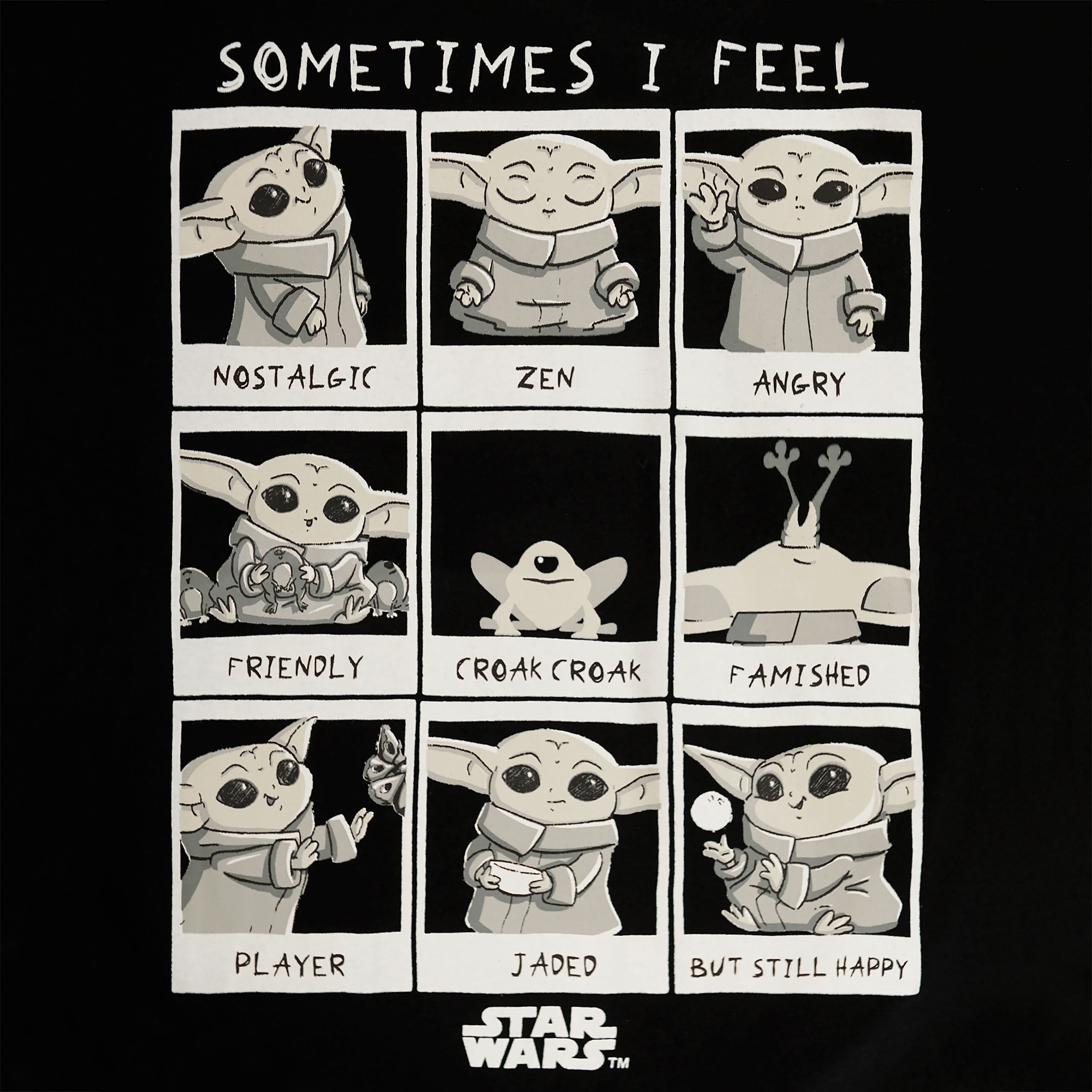 Zdjęcie produktu Koszulka damska Grogu Emotions czarna - Star Wars The Mandalorian