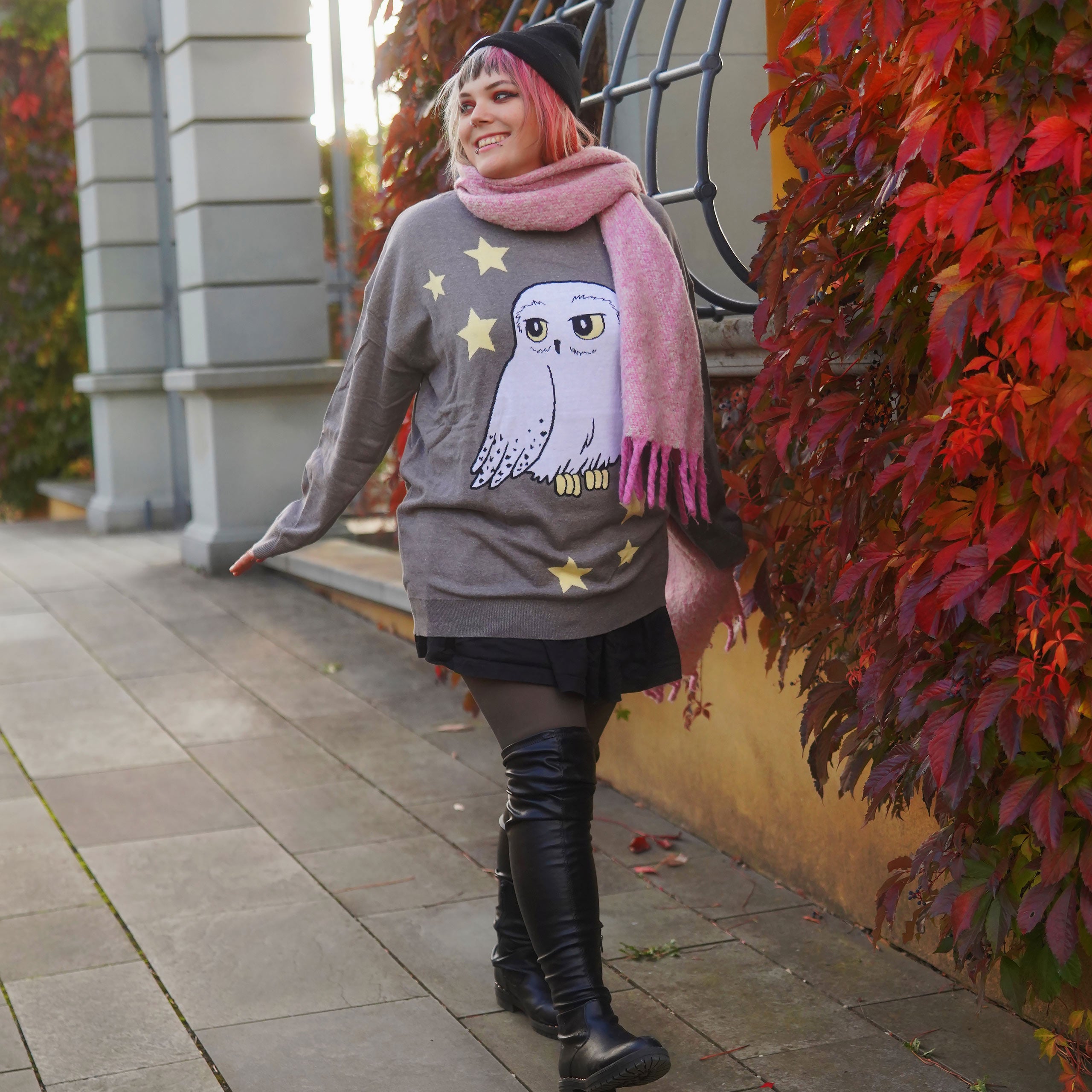 Zdjęcie produktu Harry Potter - Hedwig Oversize Sweter szary