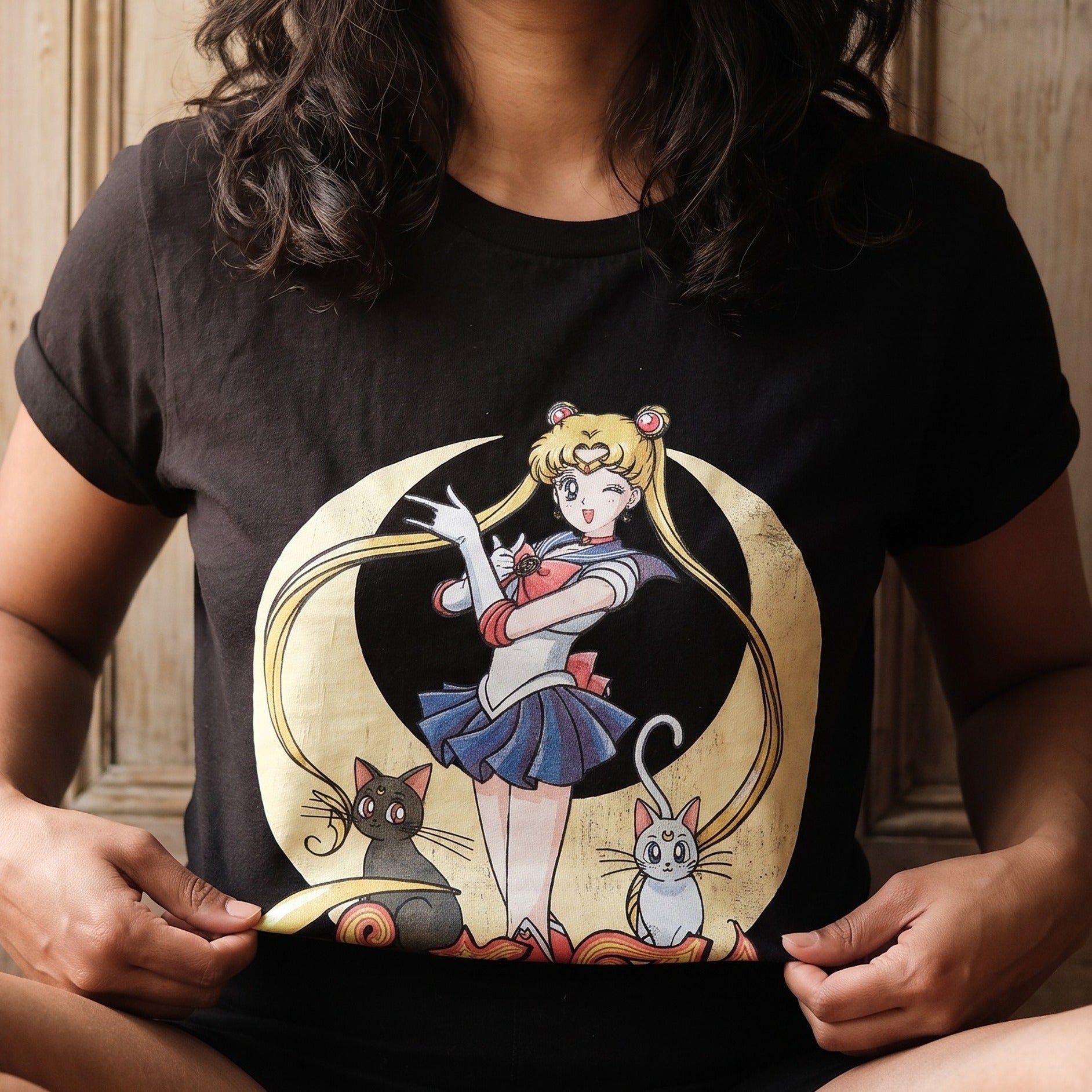 Zdjęcie produktu Sailor Moon - Koszulka z pozą dla kobiet, czarna