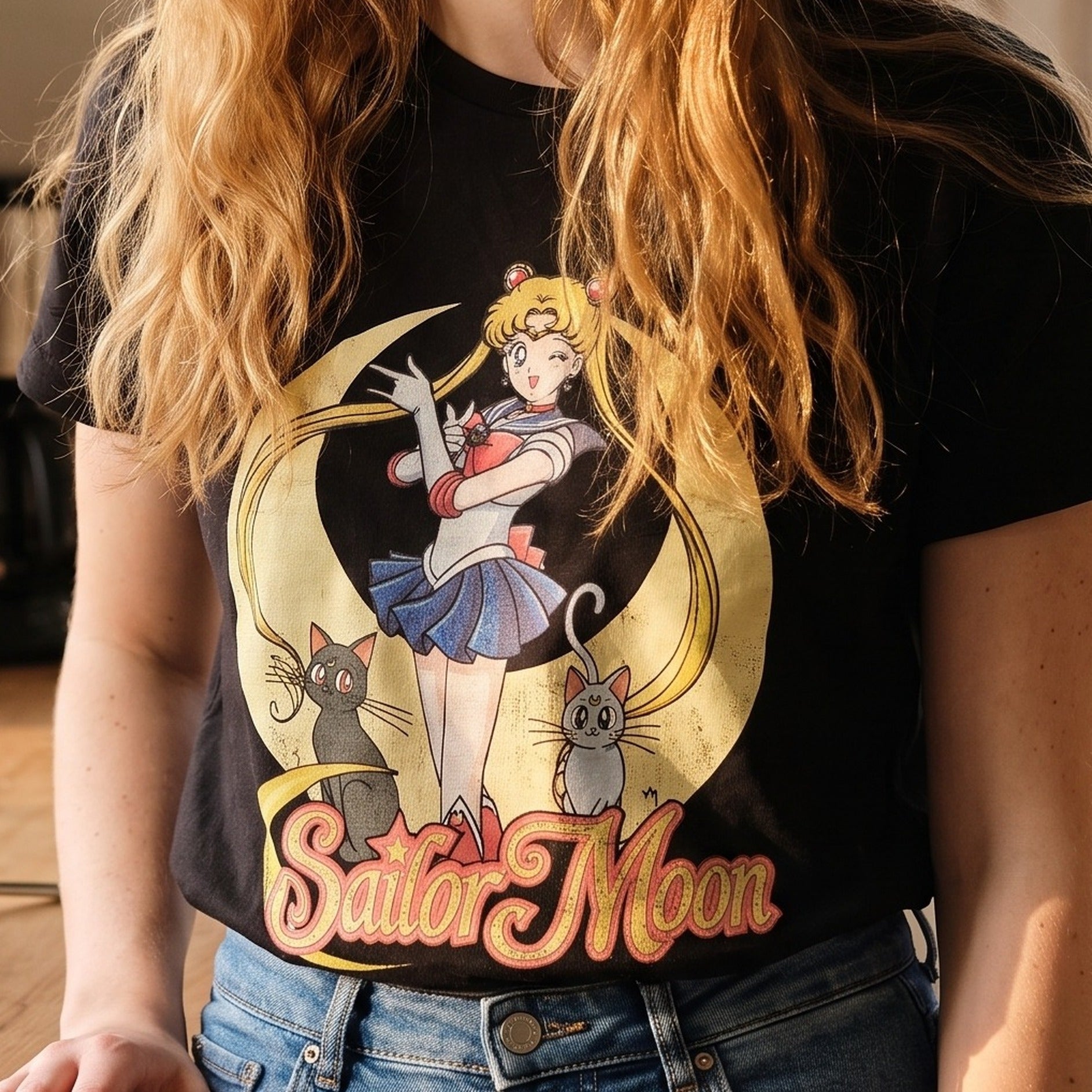 Zdjęcie produktu Sailor Moon - Koszulka z pozą dla kobiet, czarna