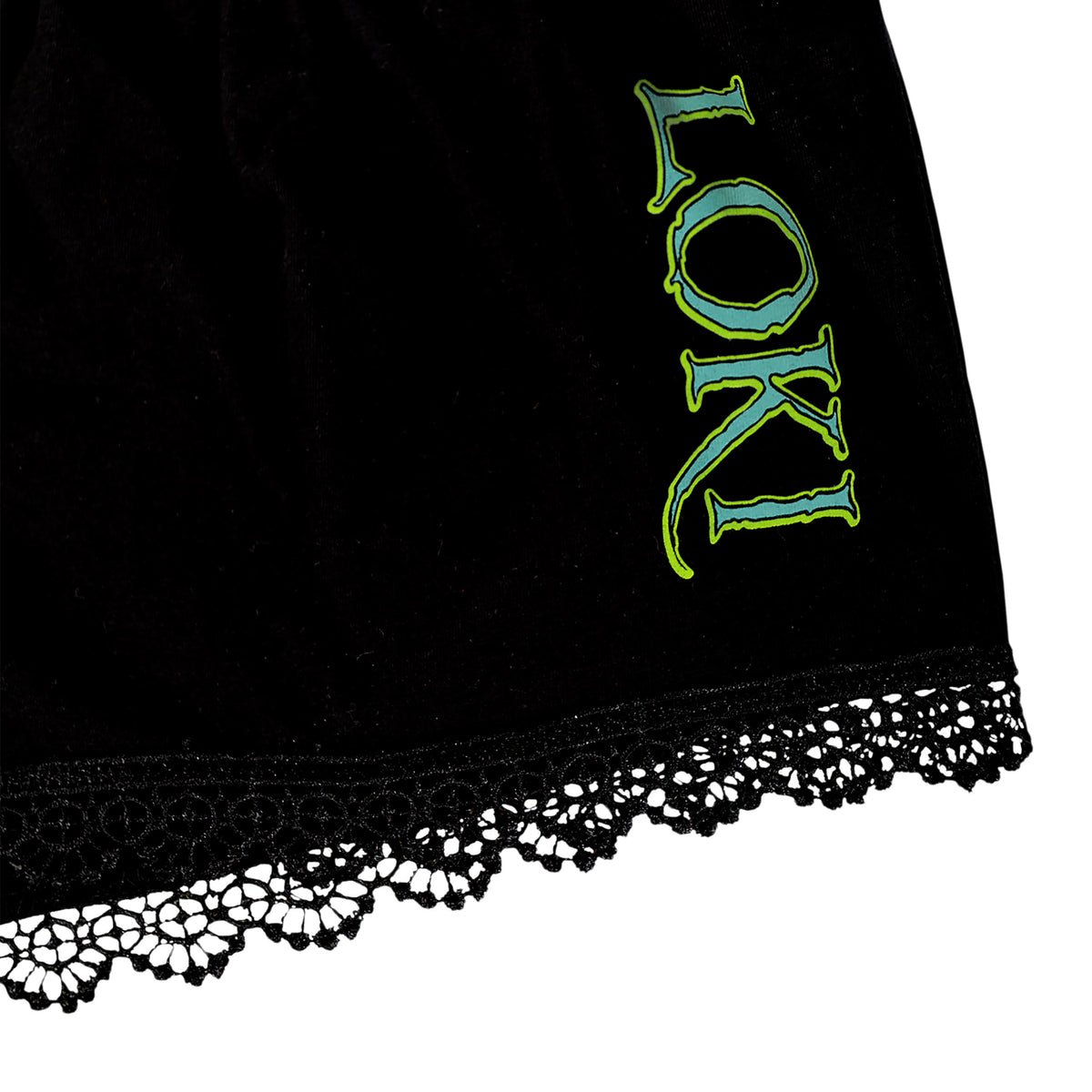 Zdjęcie produktu Loki - Logo Piżama damska krótka z koronką czarna