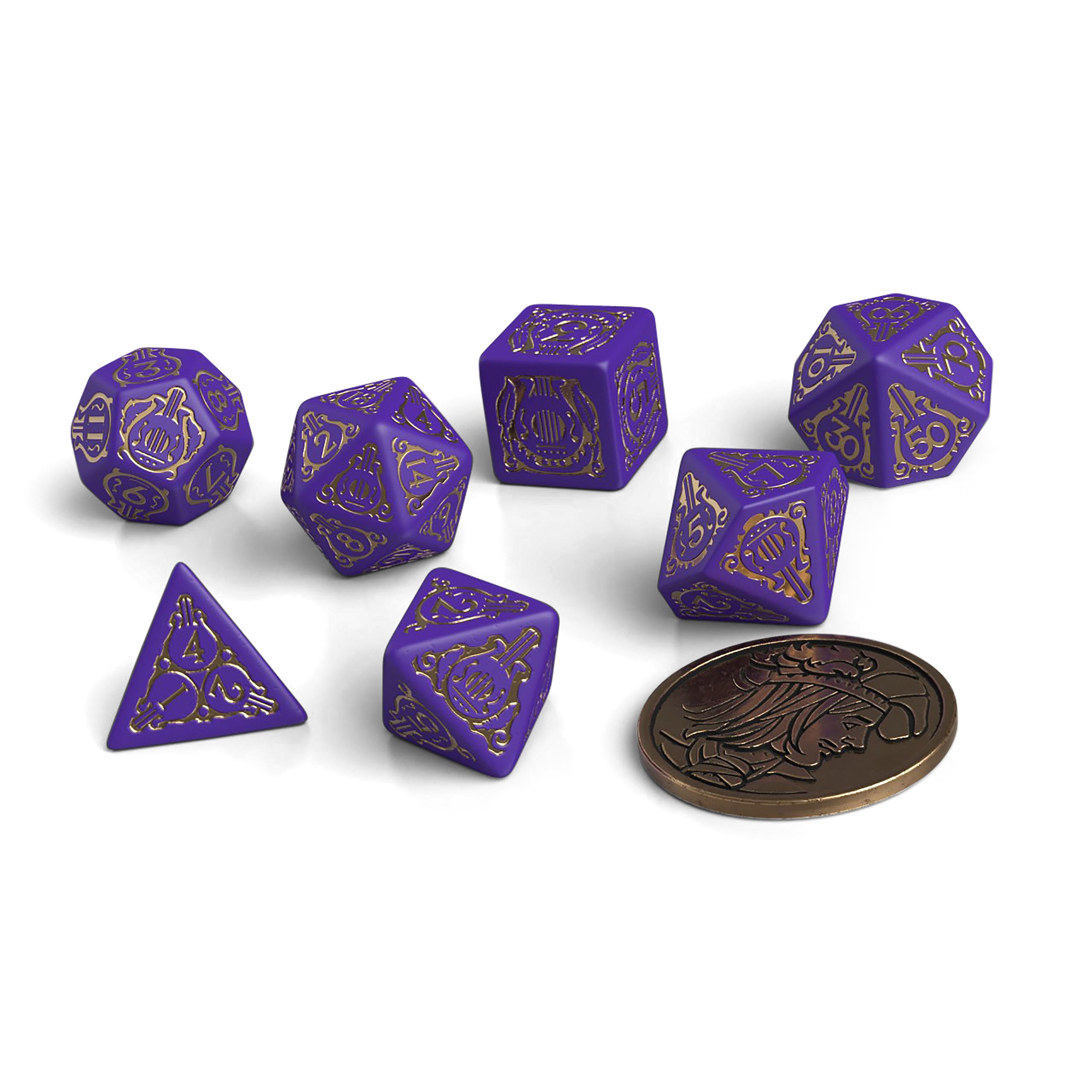 Product image Witcher - Dandelion Viscount de Lettenhove RPG Dice Set 7pcs with Collector's Coin