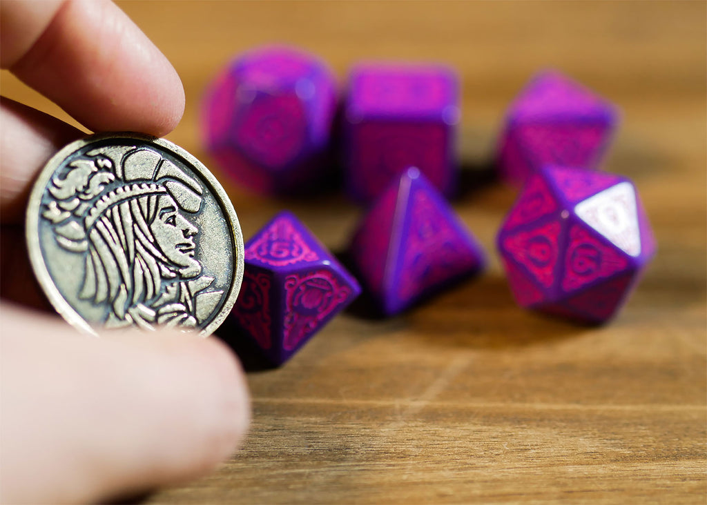 Zdjęcie produktu Wiedźmin - Jaskier Zdobywca Serc RPG Zestaw Kości 7-elementowy z Monetą Kolekcjonerską
