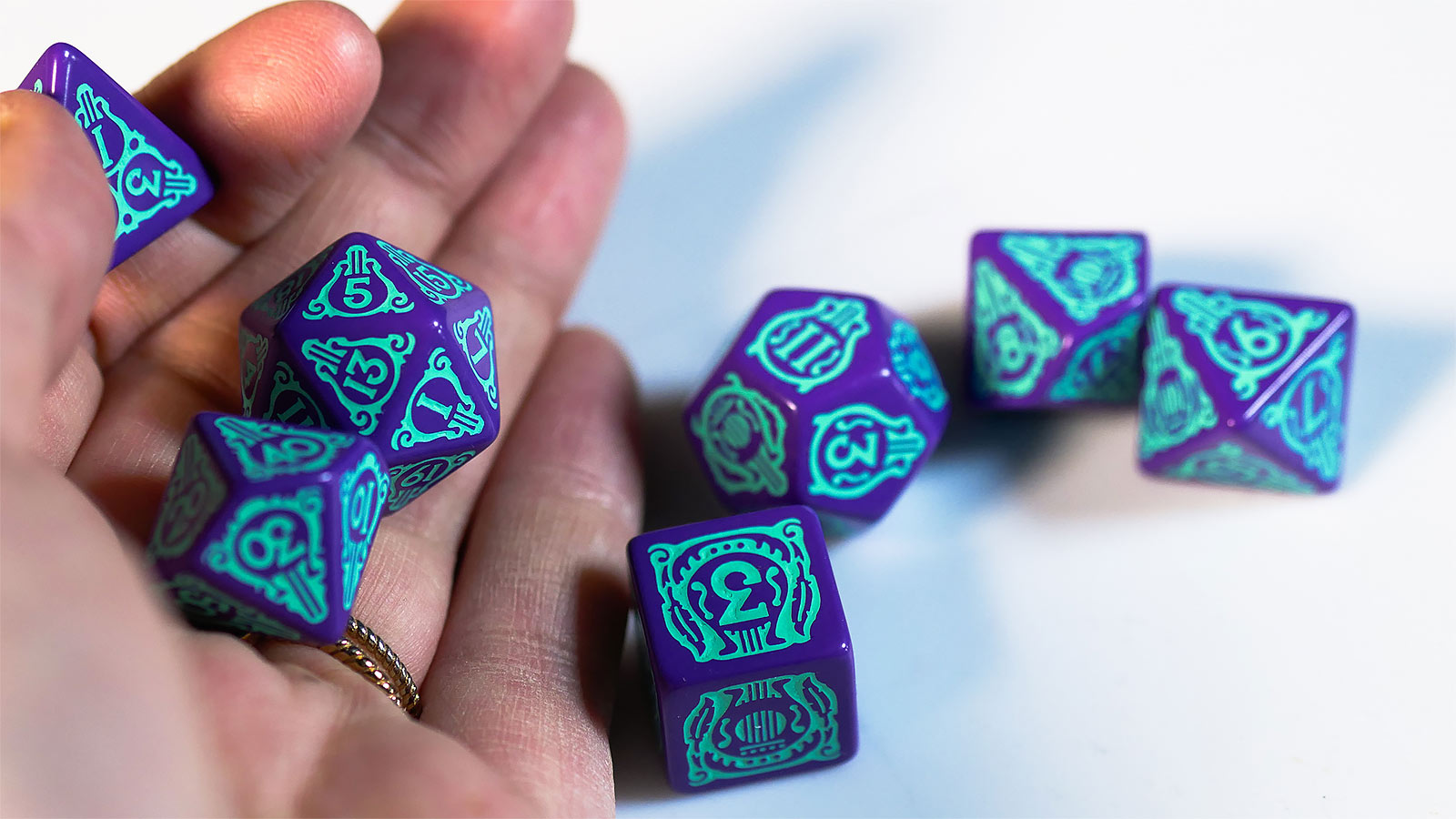 Product image Witcher - Dandelion Half a Century of Poetry RPG Dice Set 7pcs with Collector's Coin