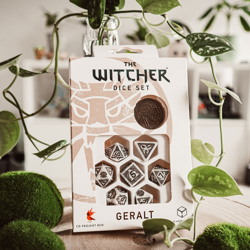 Zdjęcie produktu Wiedźmin - Geralt Biały Wilk RPG Zestaw Kości 7 szt. z monetą kolekcjonerską