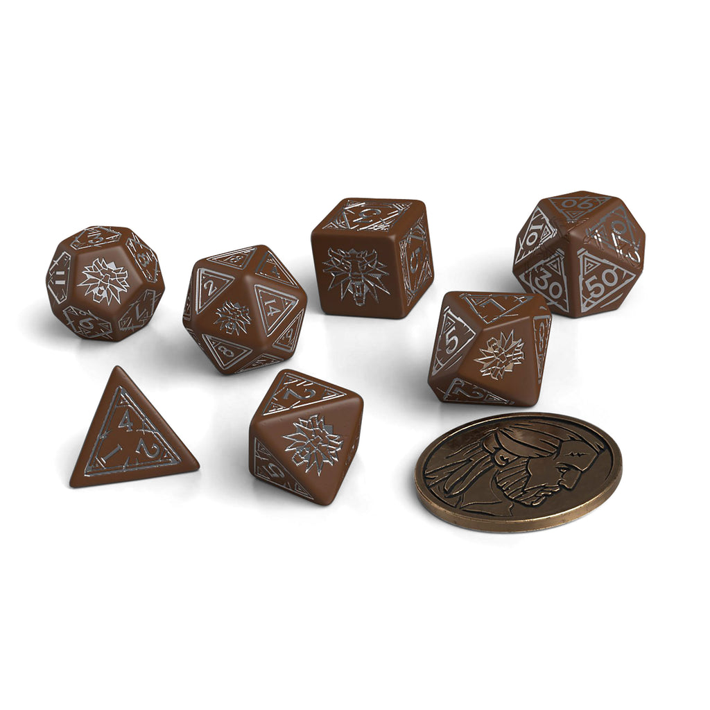 Zdjęcie produktu Wiedźmin - Geralt Towarzysz Płotki RPG Zestaw Kości 7-częściowy z monetą kolekcjonerską