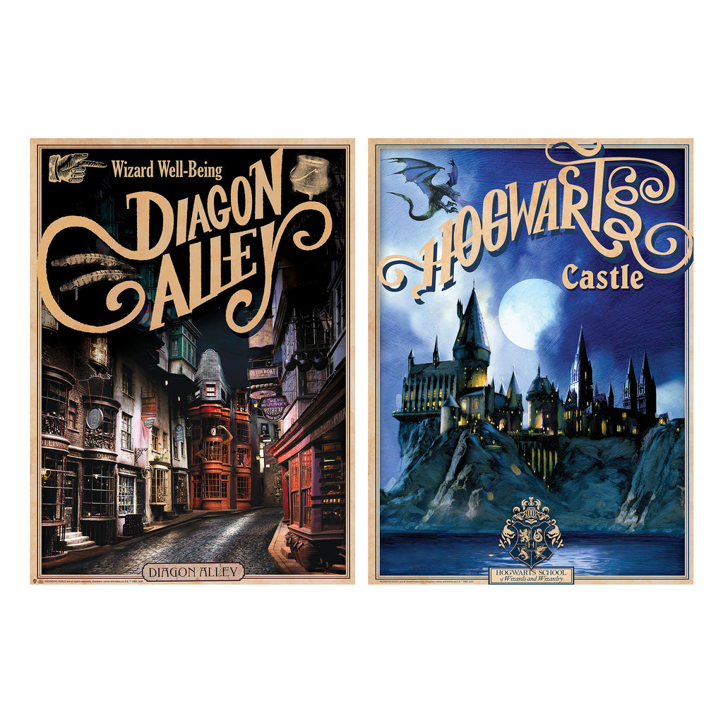 Zdjęcie produktu Harry Potter - Zestaw 2 plakatów: Zamek Hogwart i Ulica Pokątna