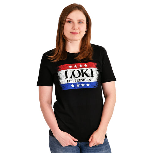 Zdjęcie produktu Koszulka For President czarna dla fanów Lokiego