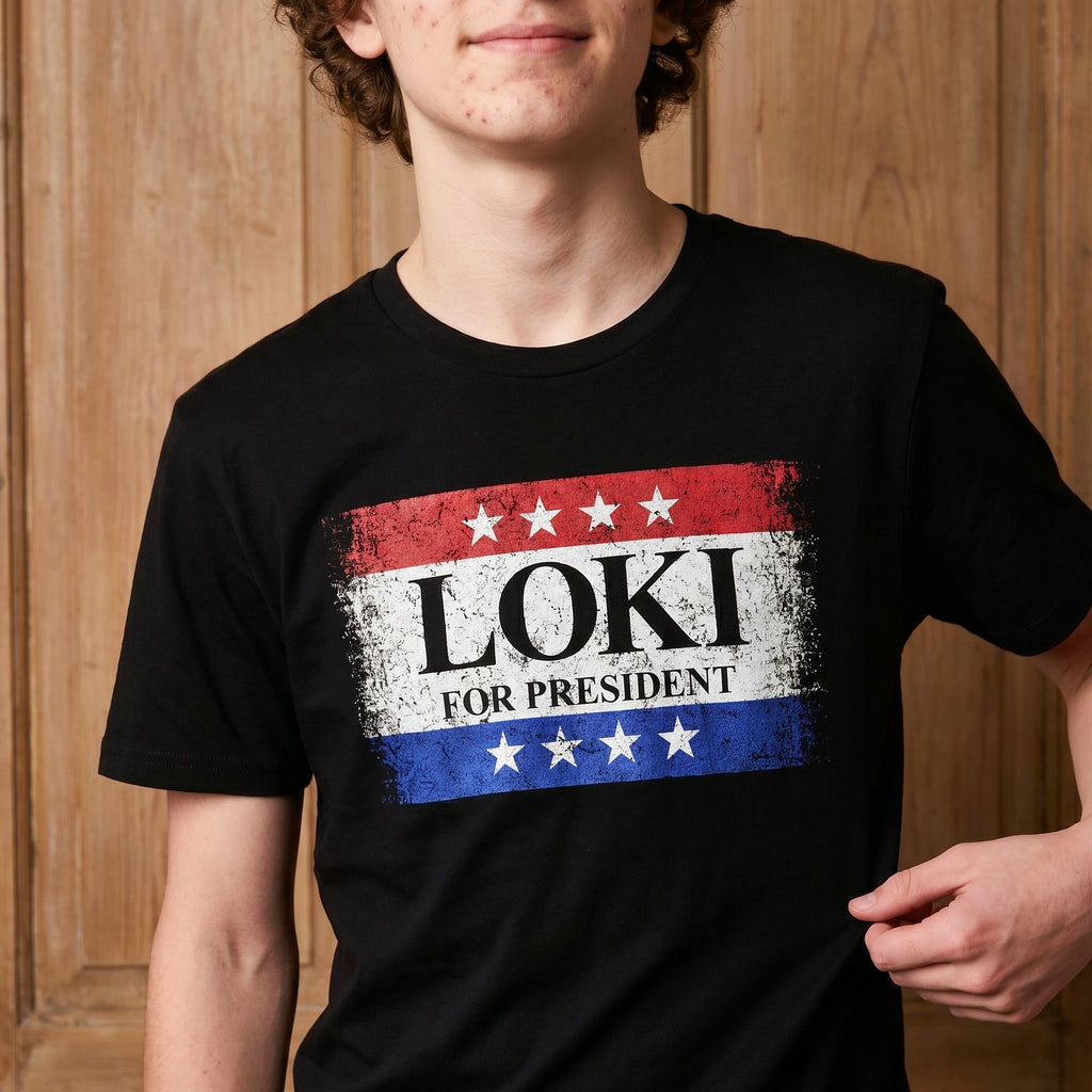 Product image For President T-Shirt black for Loki Fans