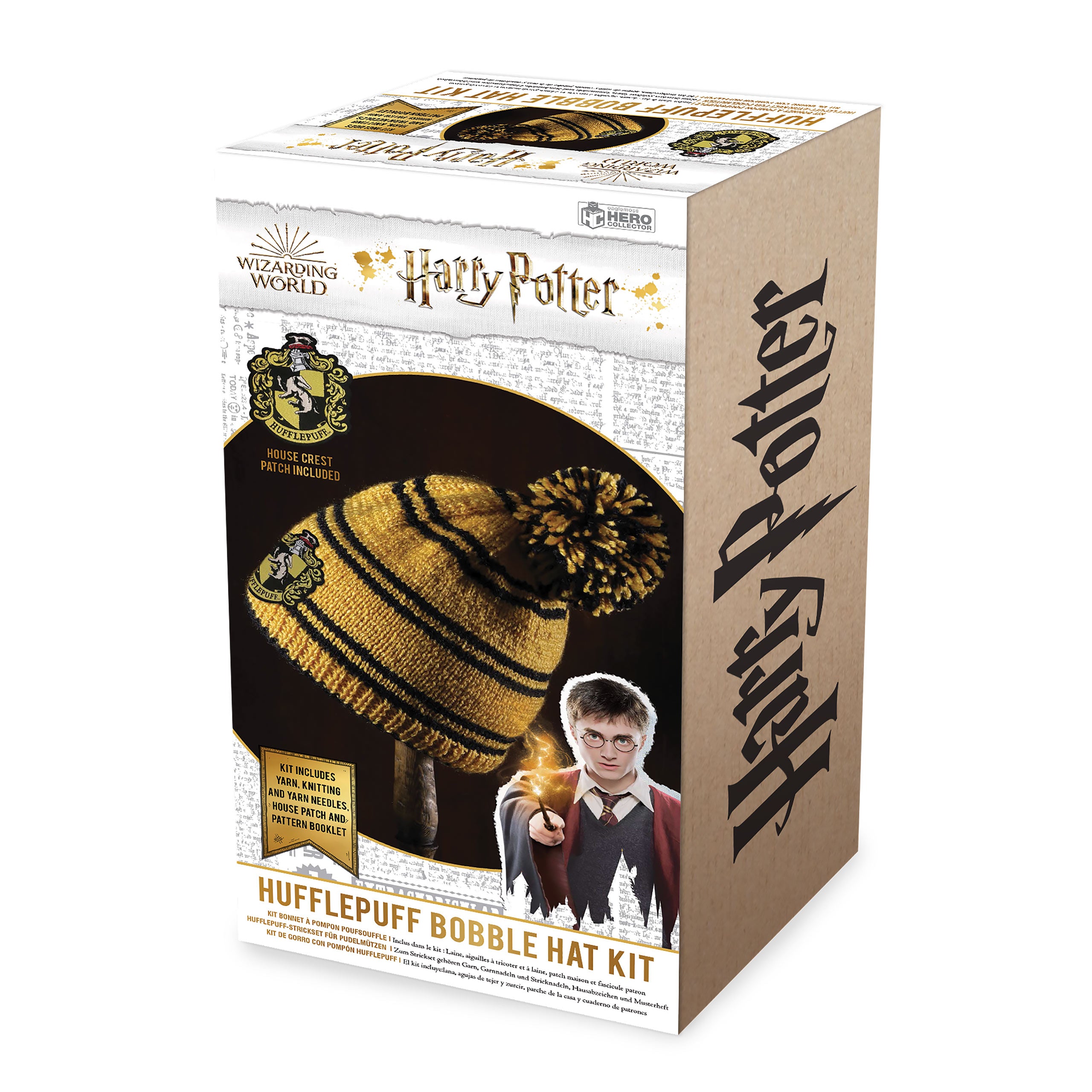 Zdjęcie produktu Czapka z pomponem Hufflepuff - Zestaw do robienia na drutach - Harry Potter