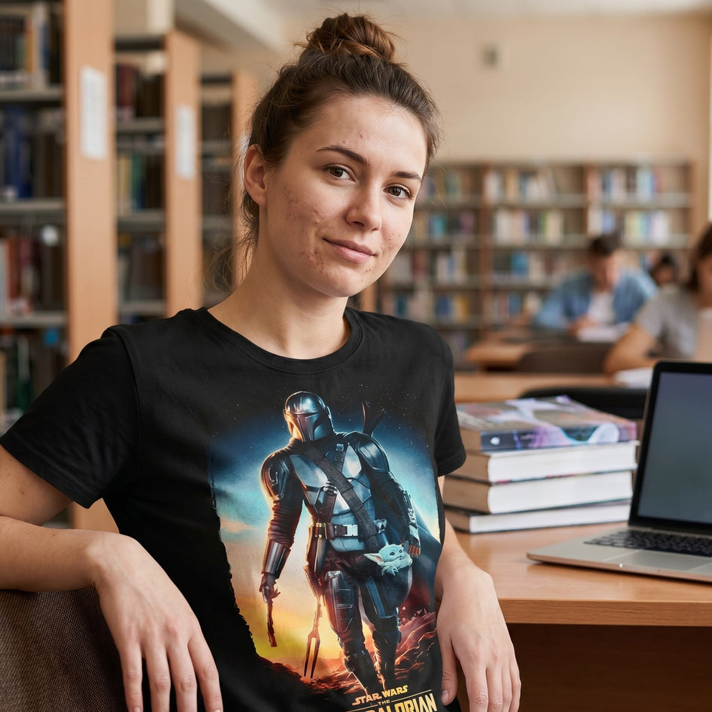 Zdjęcie produktu Through The Galaxy T-Shirt czarny - Star Wars Mandalorian