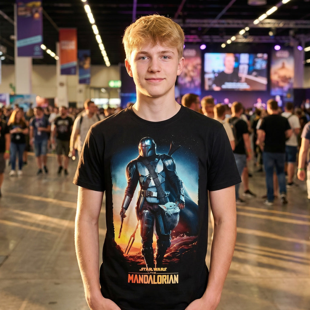 Zdjęcie produktu Through The Galaxy T-Shirt czarny - Star Wars Mandalorian