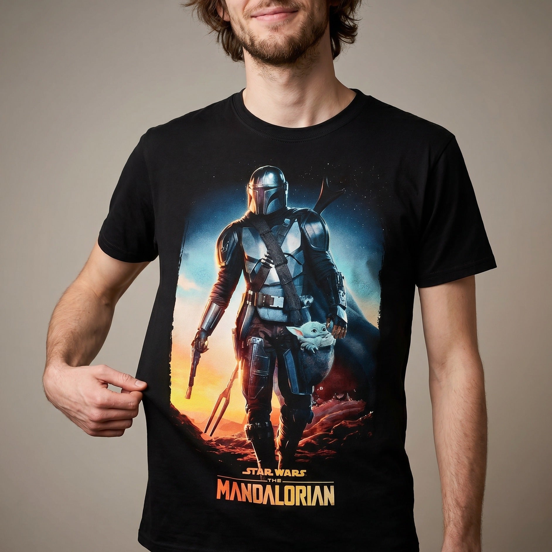 Zdjęcie produktu Through The Galaxy T-Shirt czarny - Star Wars Mandalorian