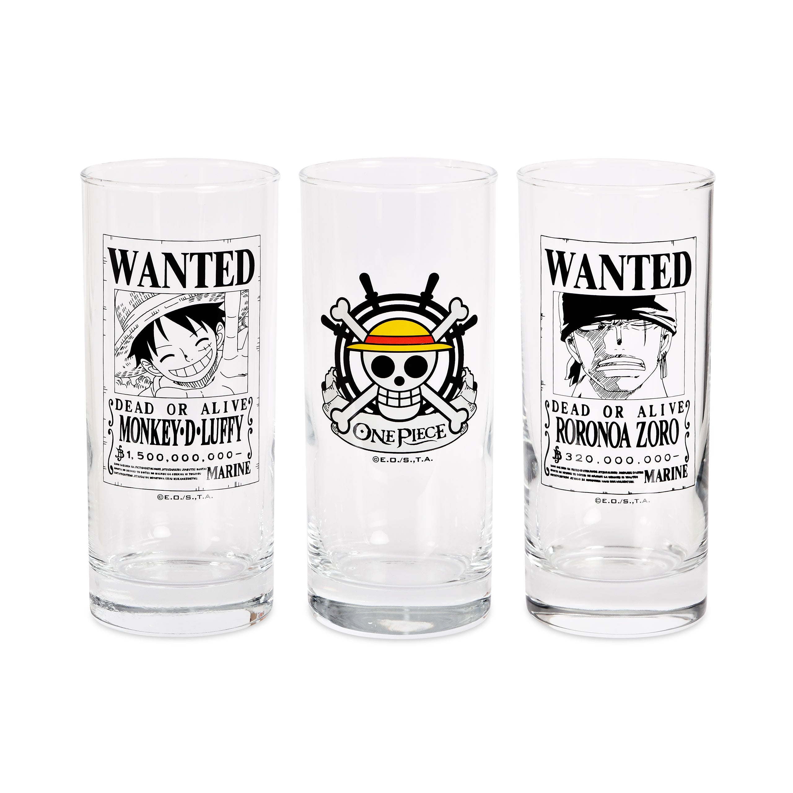 Zdjęcie produktu One Piece - Szklany zestaw Wanted Luffy i Zoro