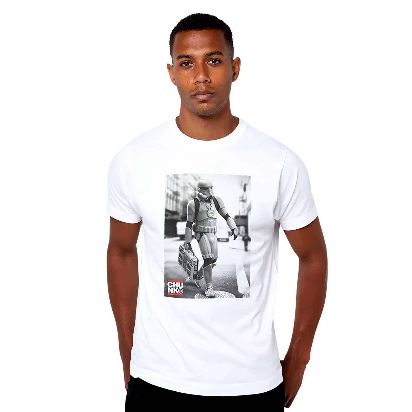 Zdjęcie produktu Boombox Trooper T-Shirt dla fanów Star Wars, białe