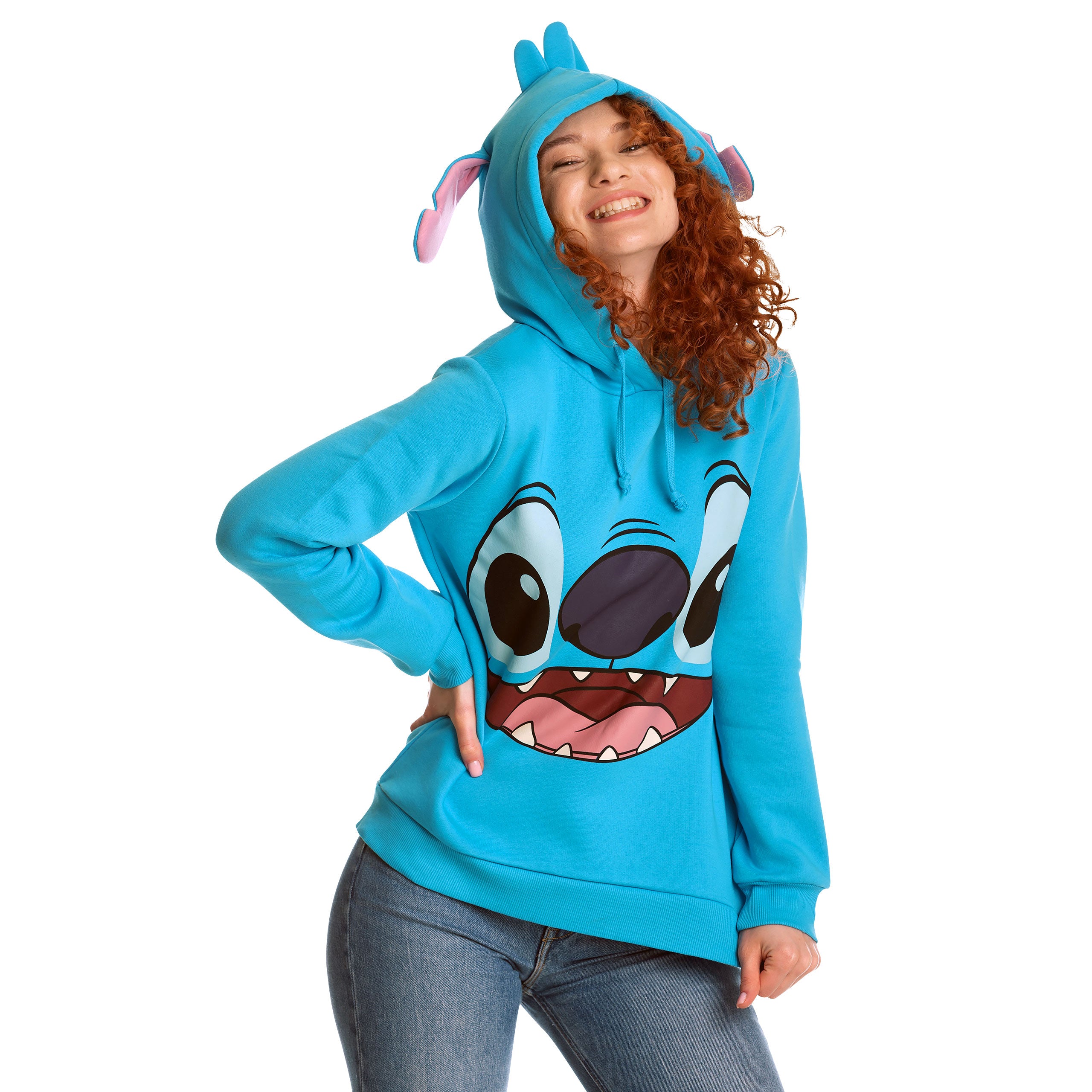 Zdjęcie produktu Lilo & Stitch - Damska bluza z kapturem Stitch z uszami, niebieska