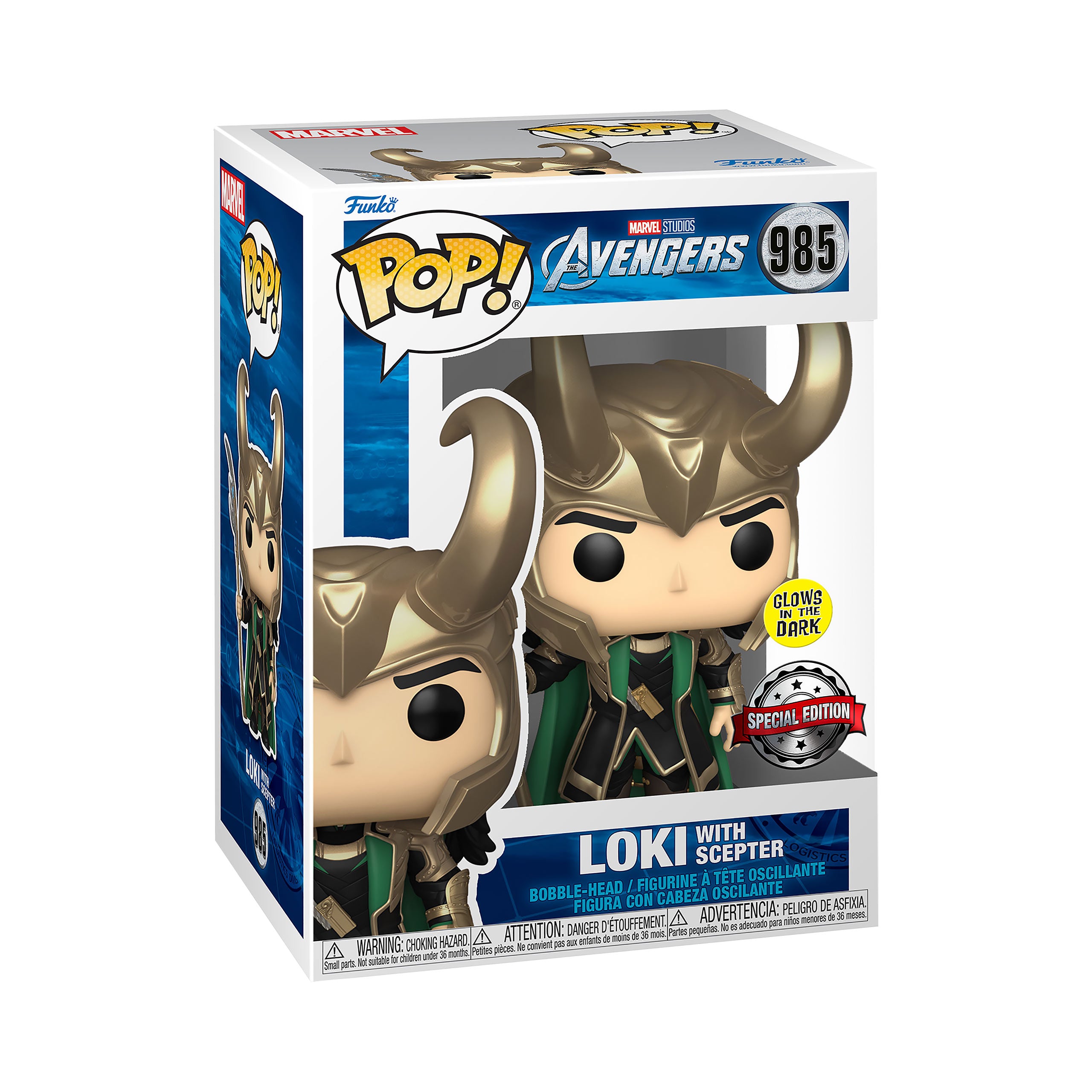 Zdjęcie produktu Marvel - Loki z berłem Glow in the Dark Funko Pop figurka z kiwającą głową