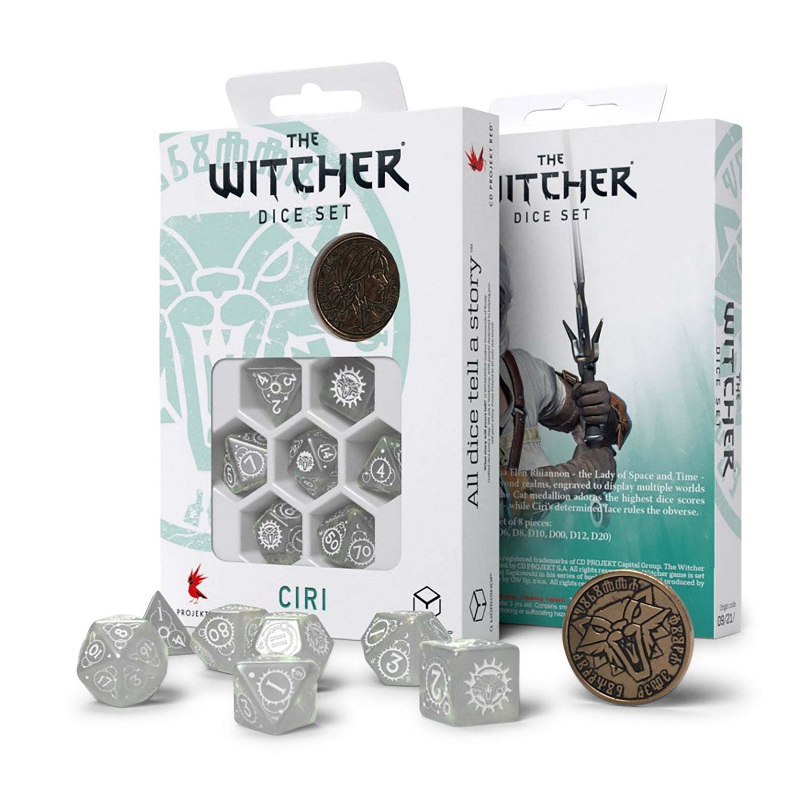 Product image Witcher - Ciri Lady of Space & Time RPG Dice Set 7pcs with Collector's Coin