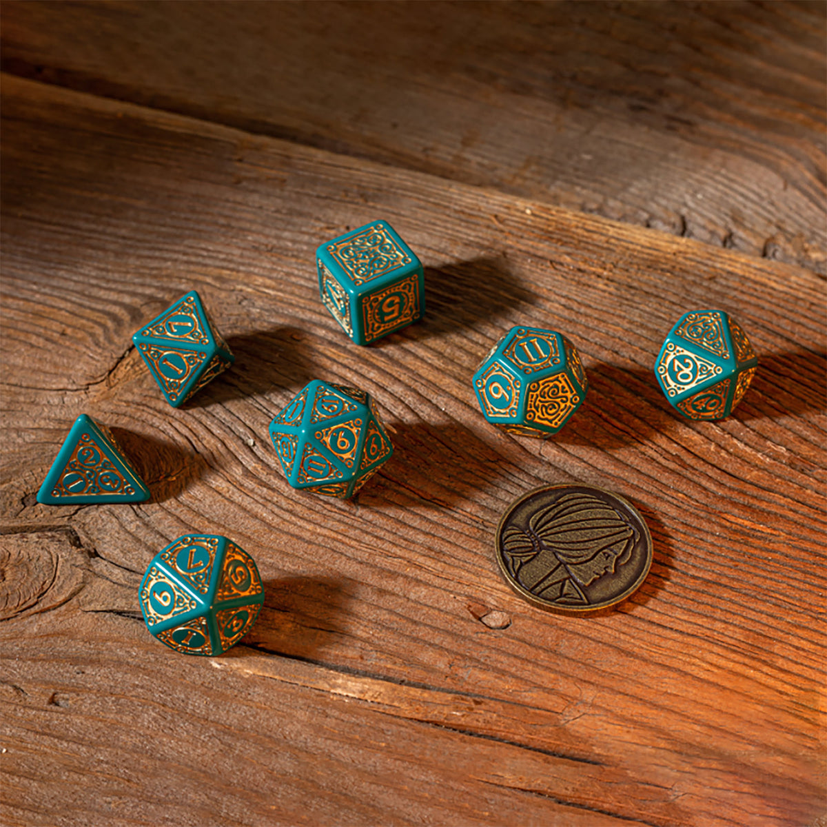 Zdjęcie produktu Wiedźmin - Triss Piękna Uzdrowicielka RPG Zestaw Kości 7-częściowy z monetą kolekcjonerską