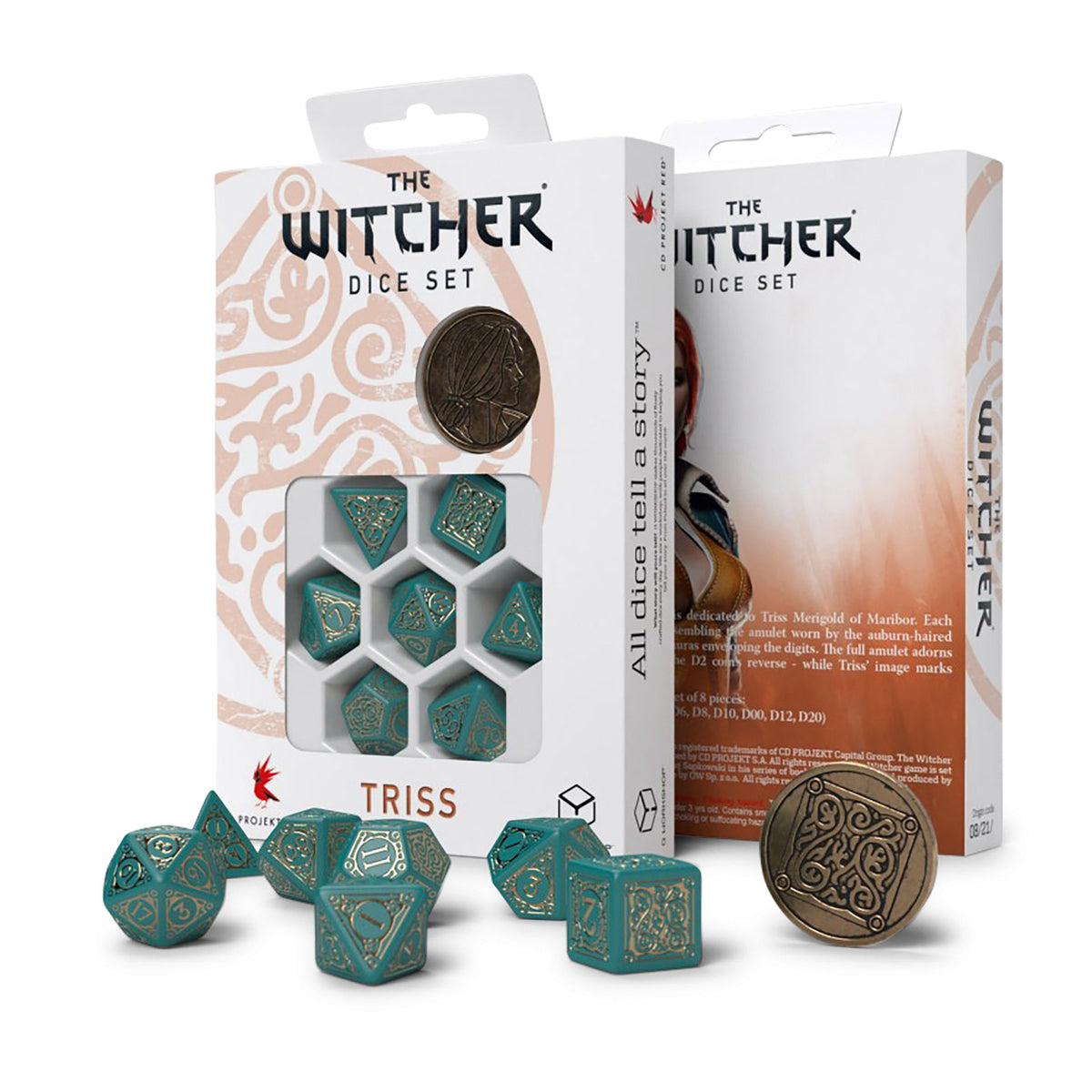 Zdjęcie produktu Wiedźmin - Triss Piękna Uzdrowicielka RPG Zestaw Kości 7-częściowy z monetą kolekcjonerską