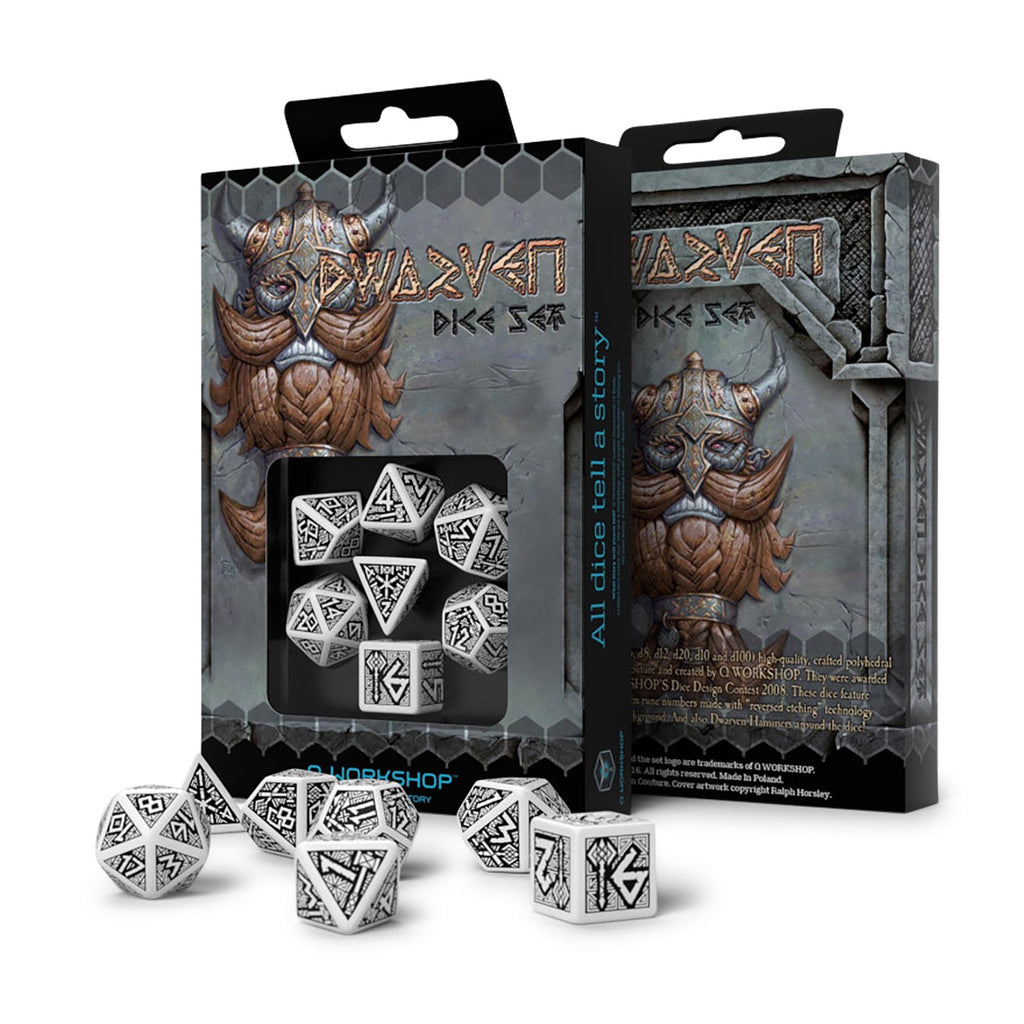 Zdjęcie produktu Dwarven Białe i Czarne RPG Kości Zestaw 7-częściowy