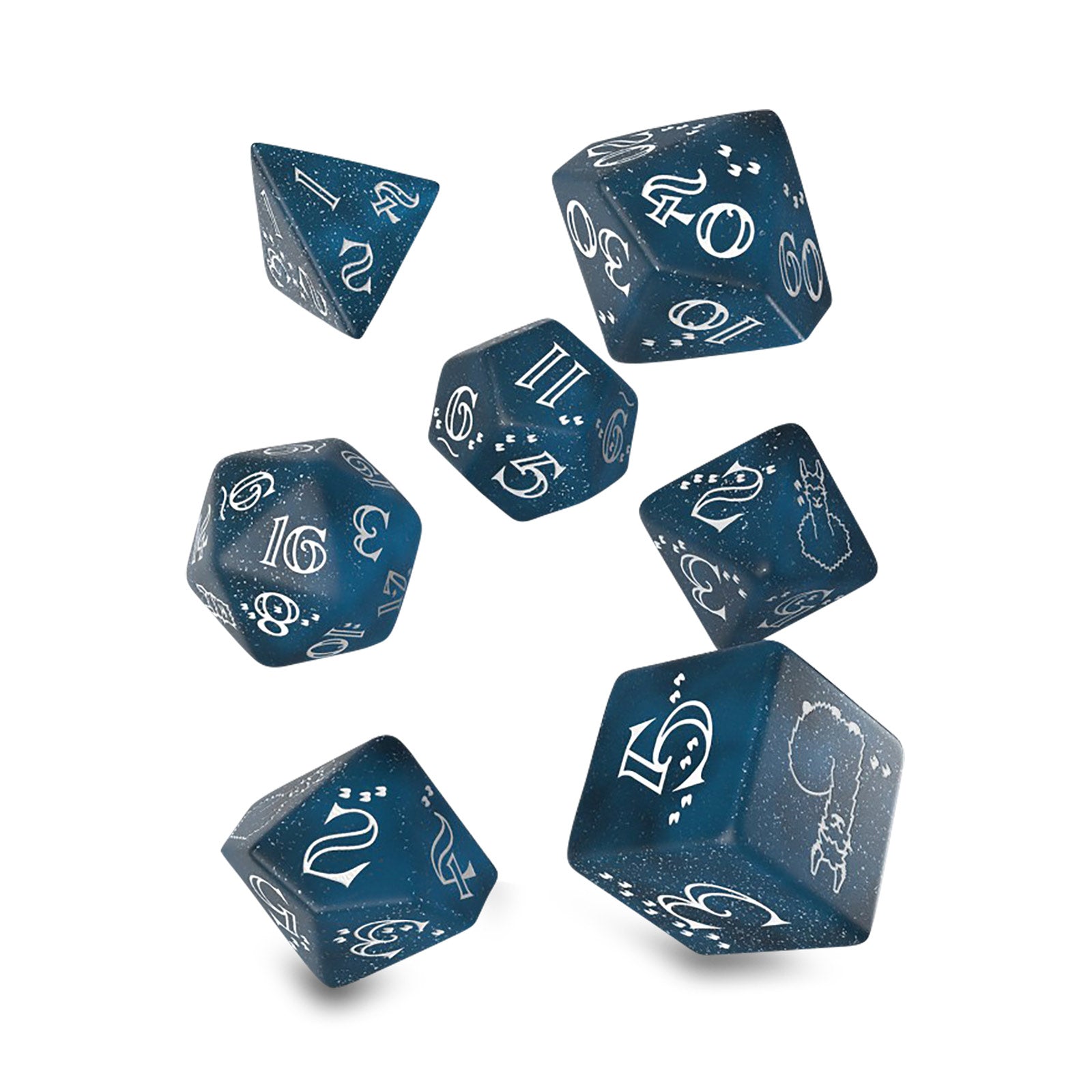 Zdjęcie produktu Brokatowy zestaw kości RPG Llama, 7 szt.