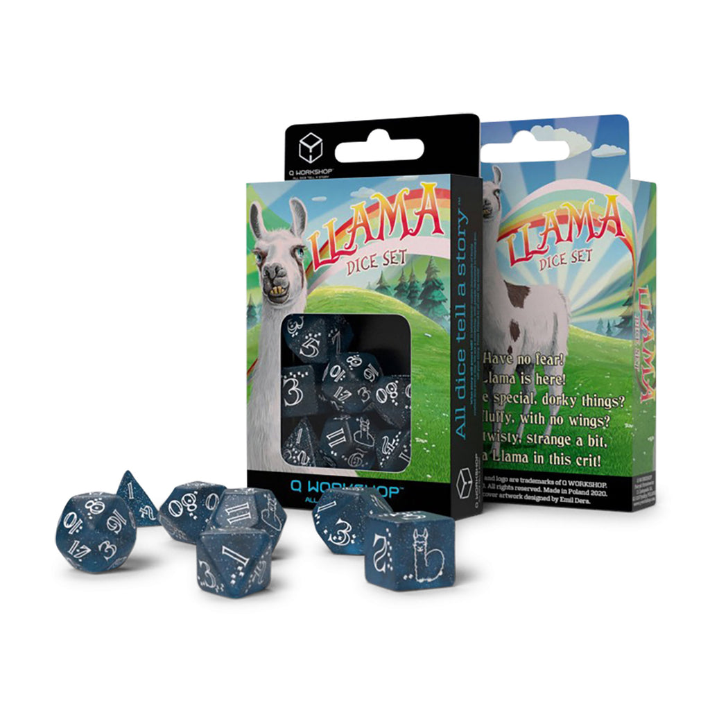 Zdjęcie produktu Brokatowy zestaw kości RPG Llama, 7 szt.