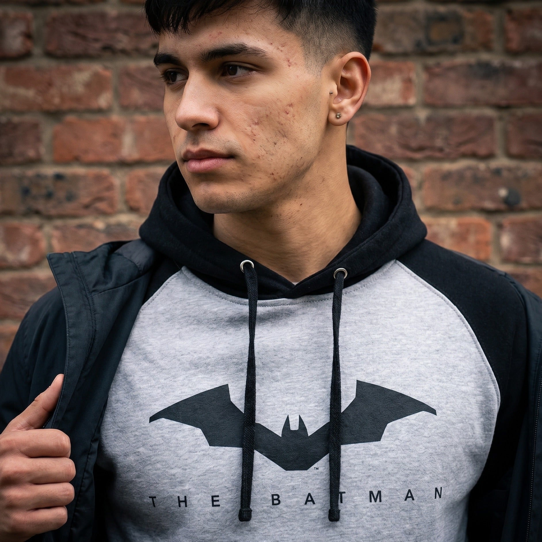 Zdjęcie produktu The Batman - Logo Baseball Hoodie szaro-czarny
