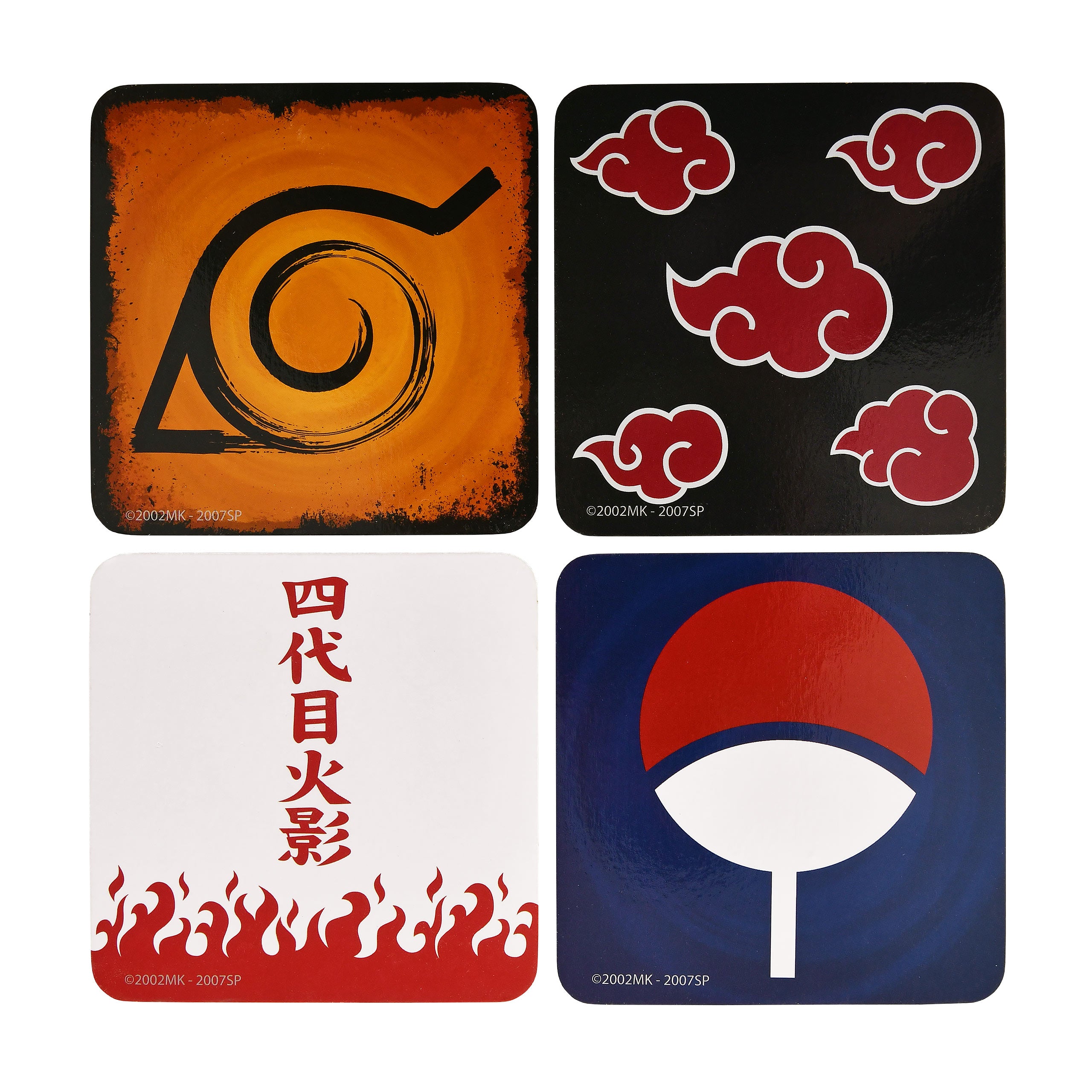 Zdjęcie produktu Naruto Shippuden - Symbole Podkładki pod kubek, zestaw 4 sztuki