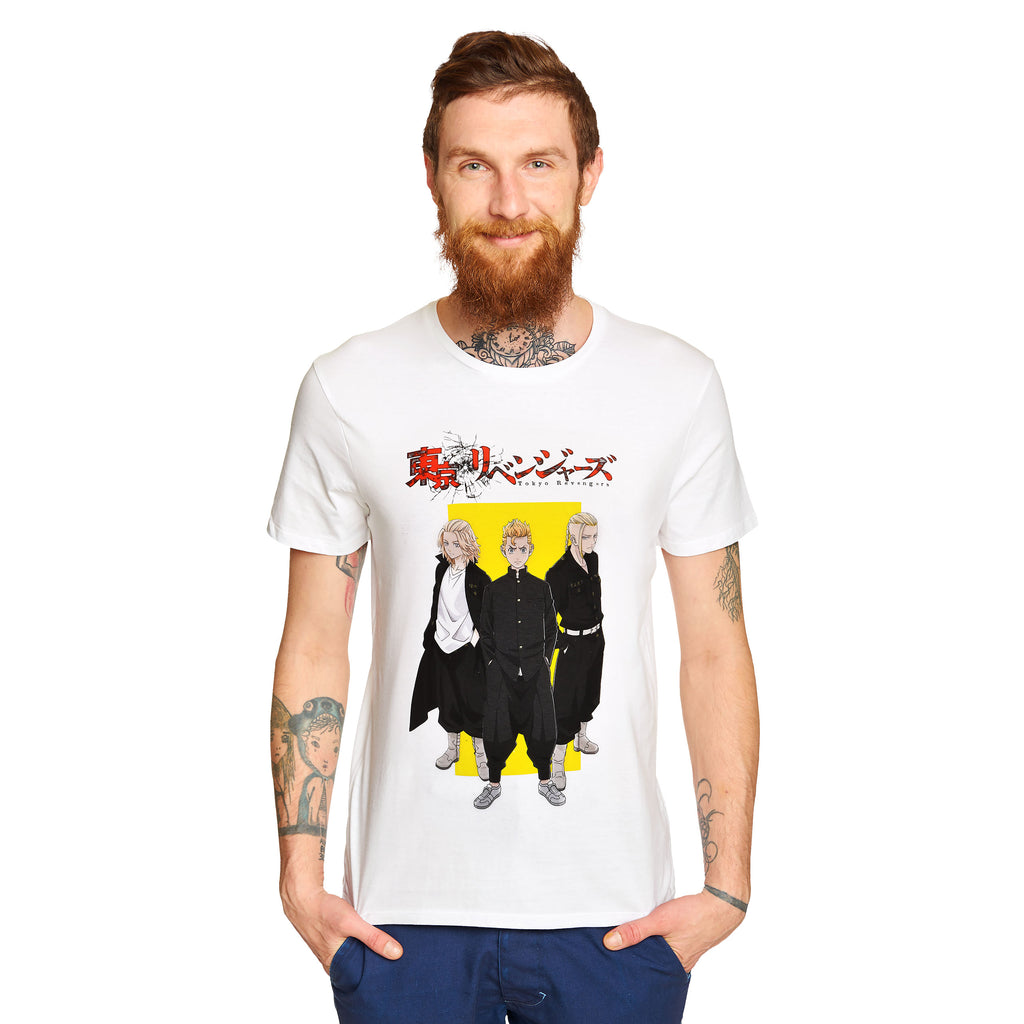 Zdjęcie produktu Tokyo Revengers - Żółte Logo Kwadratowe T-Shirt biały