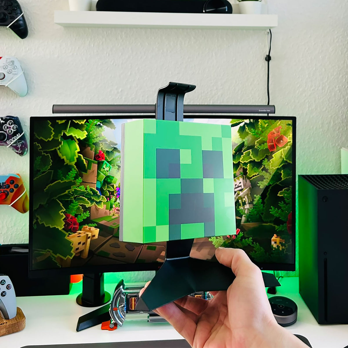 Zdjęcie produktu Stojak na słuchawki Creeper z oświetleniem - Minecraft