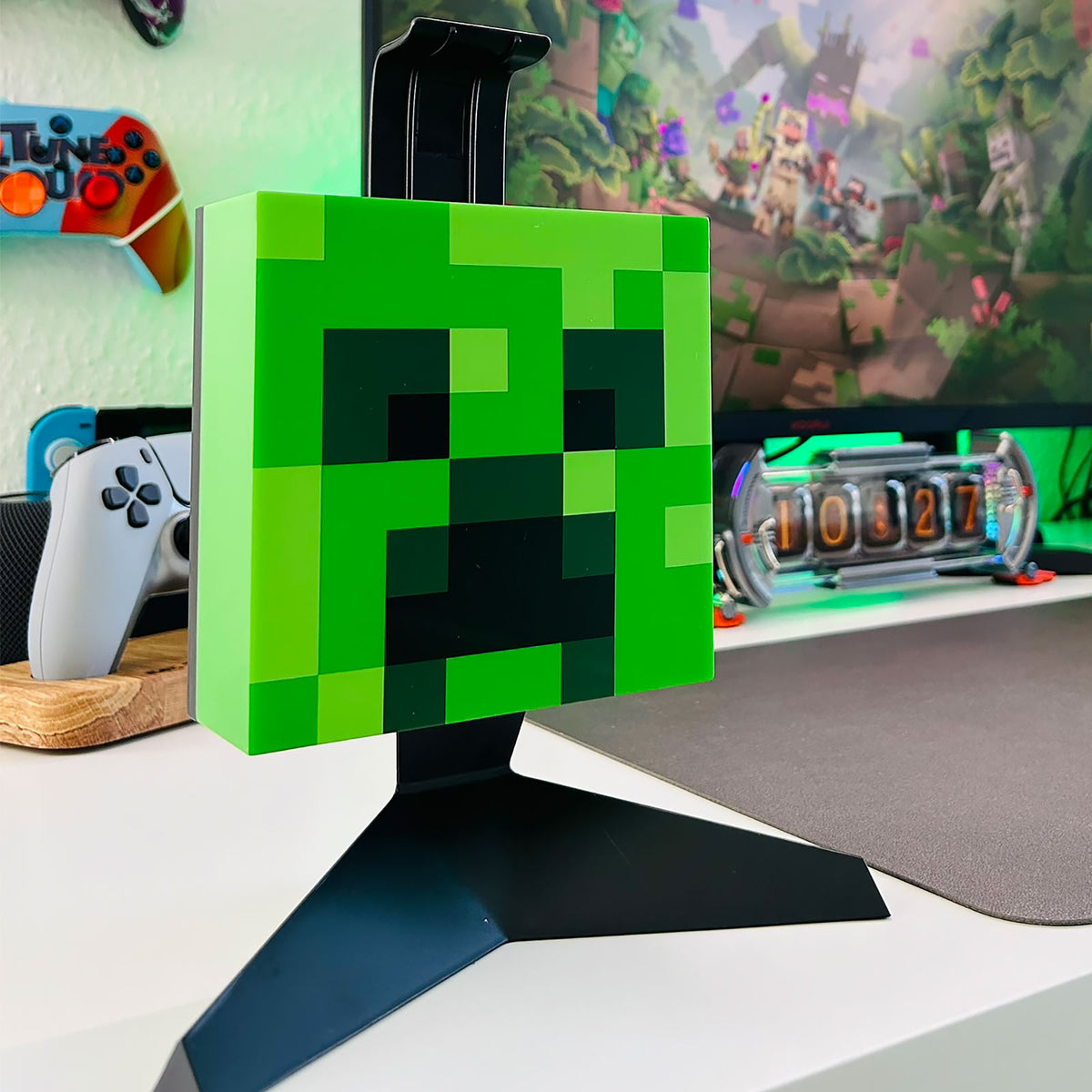 Zdjęcie produktu Stojak na słuchawki Creeper z oświetleniem - Minecraft