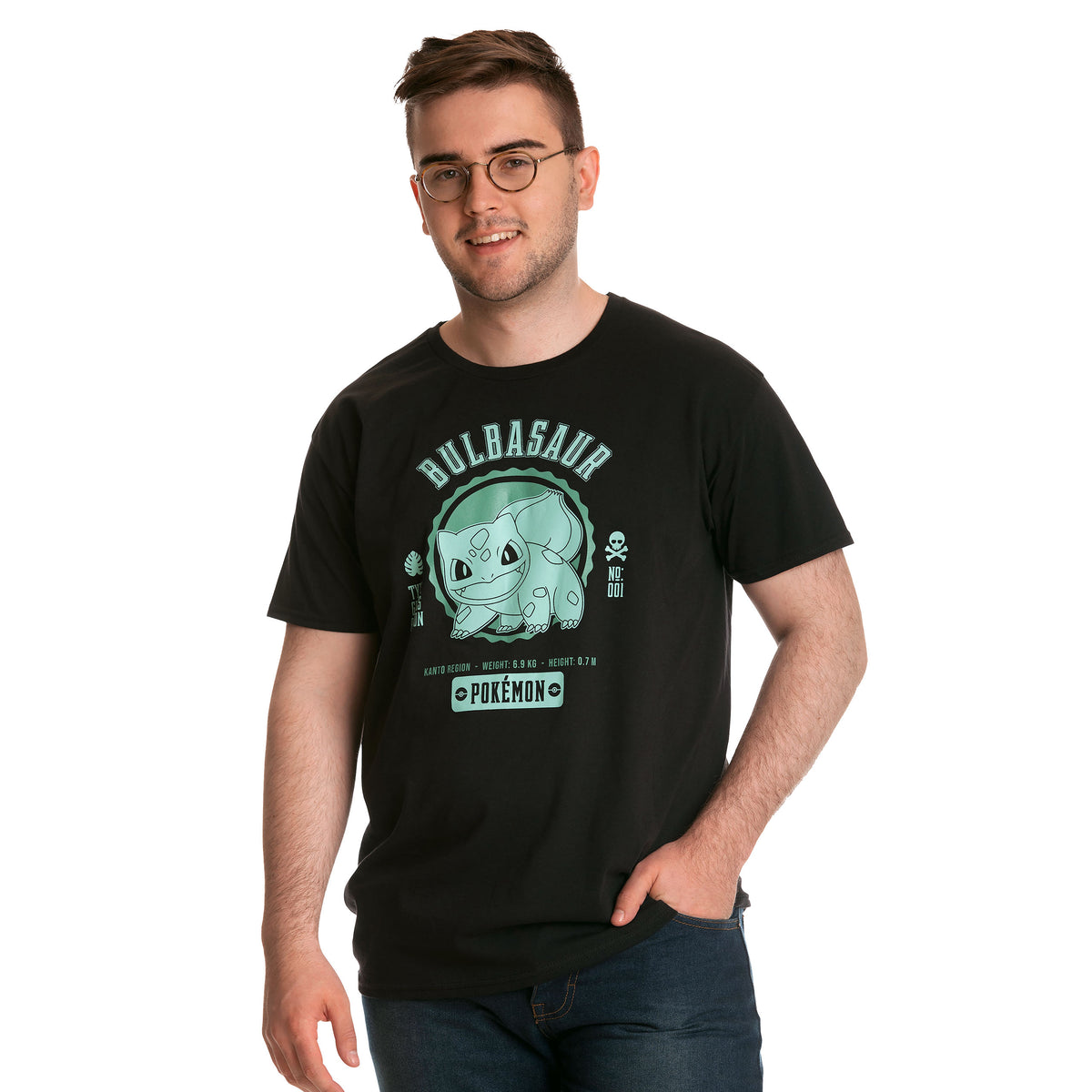 Zdjęcie produktu Pokemon - Bisasam College T-Shirt czarne